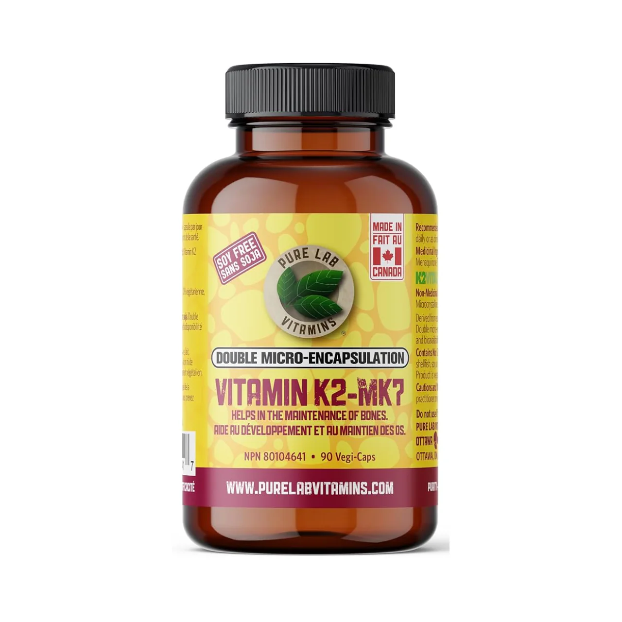 Pure Lab - Vitamin K2-MK7 - Soy Free | 90 Vegi-Caps