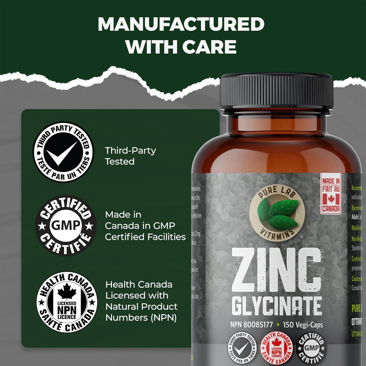 Pure Lab - Zinc Glycinate 23 mg | 150 Capsules - Image 2
