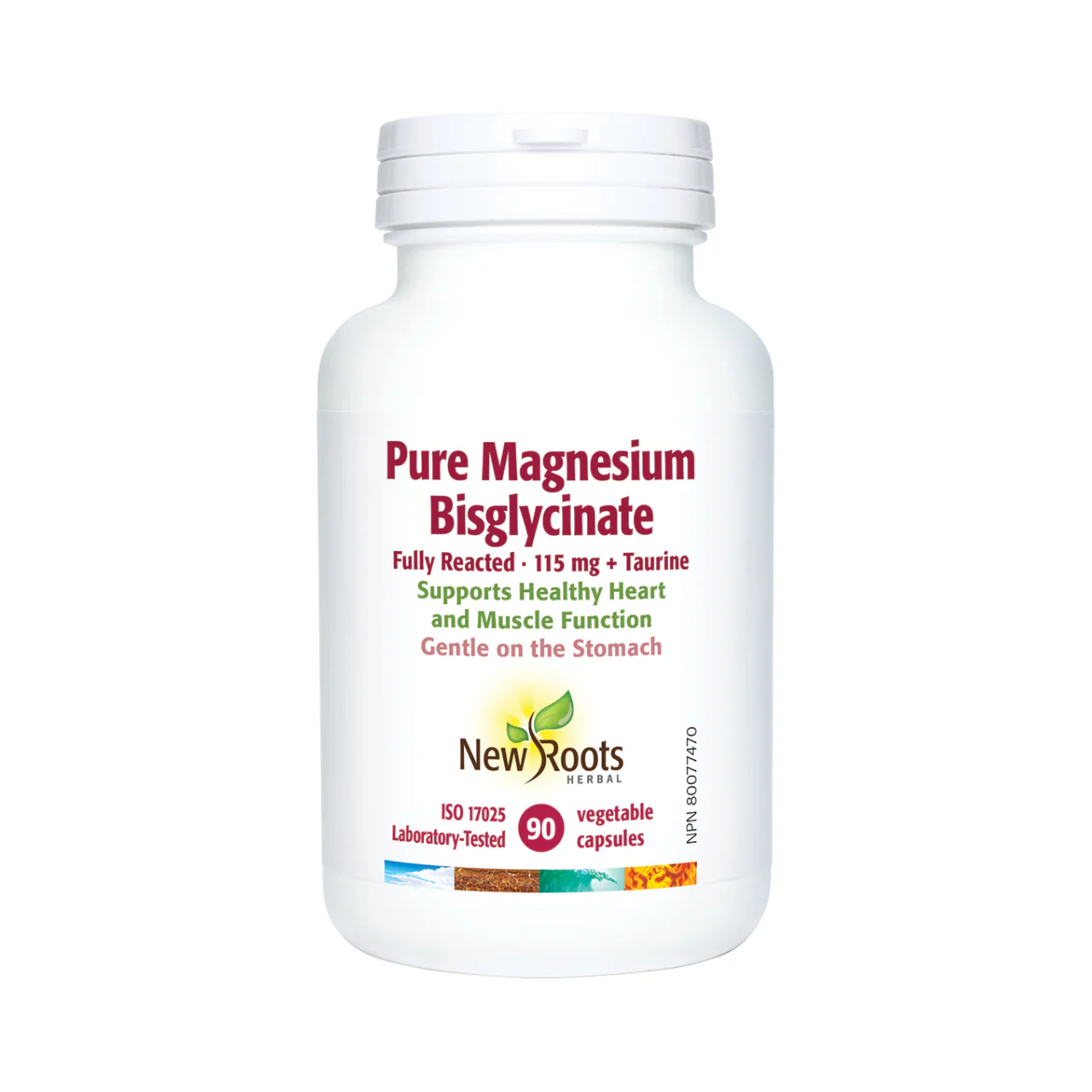 New Roots - Pure Magnesium Bisglycinate Fully Reacted 115 mg Taurine | 90 Capsules