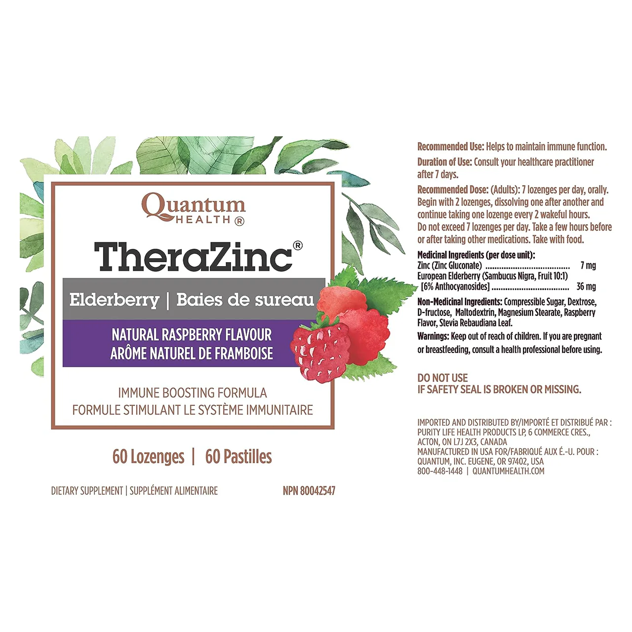 Quantum Health - TheraZinc Elderberry Immune Boosting Formula - Natural Raspberry Flavour | 60 Lozenges - Image 2