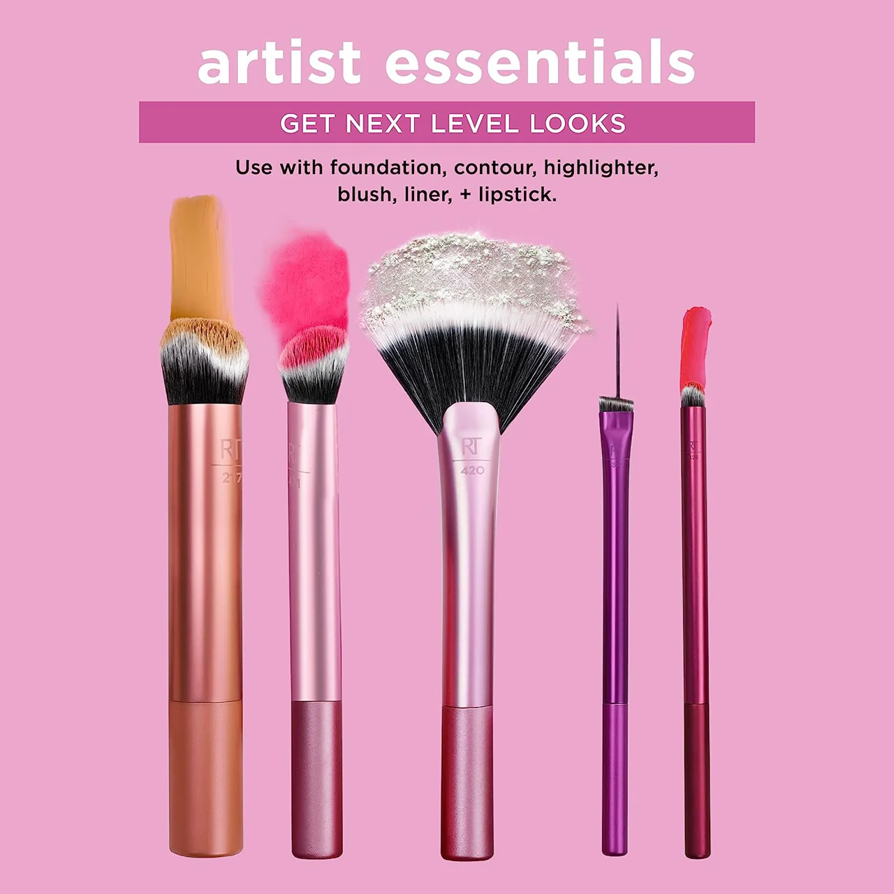 Real Techniques - Artist Essentials - Face + Eye + Cheek + Lip | 5 Piece Kit - Image 2