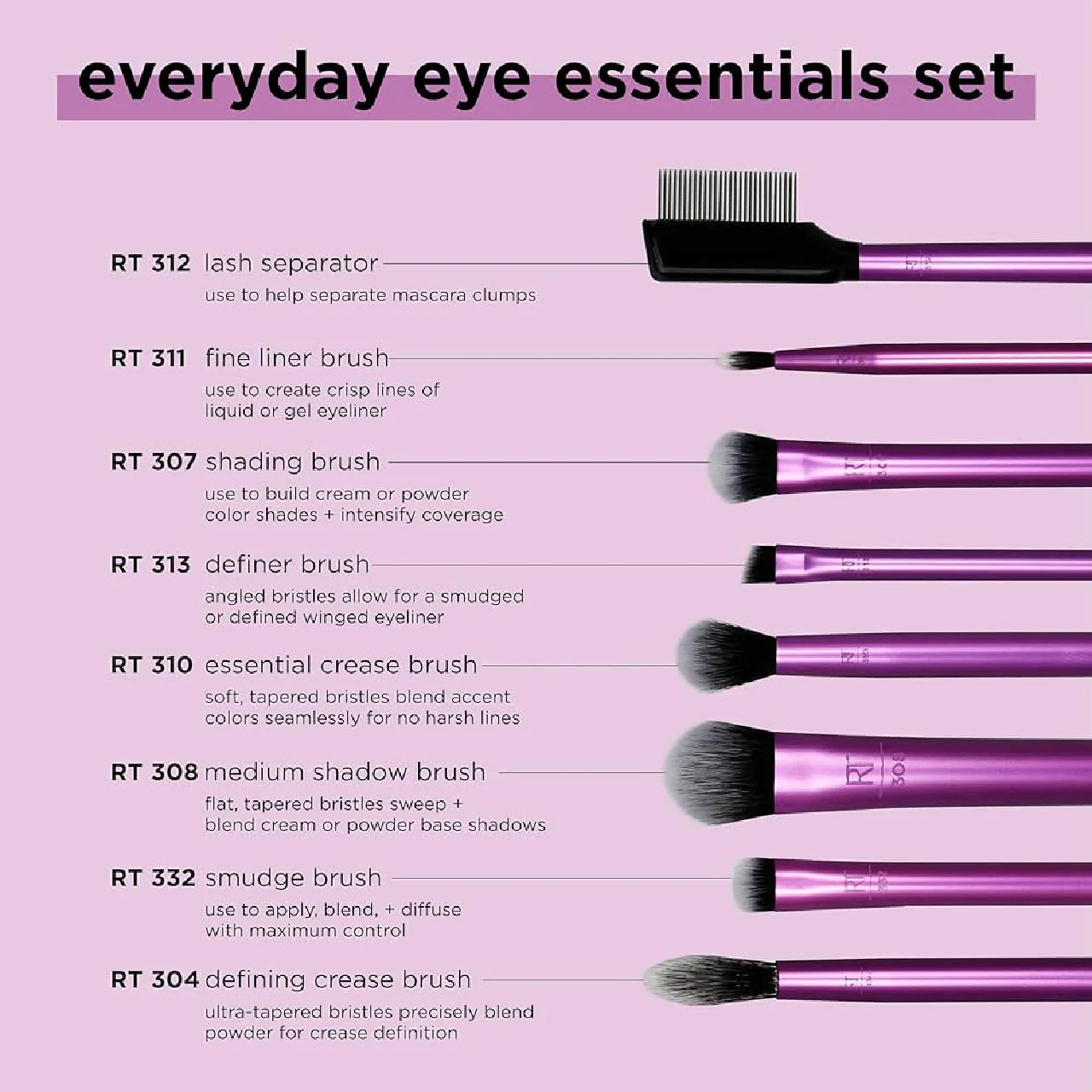 Real Techniques - Everyday Eye Essentals 8x Brushes - Image 2