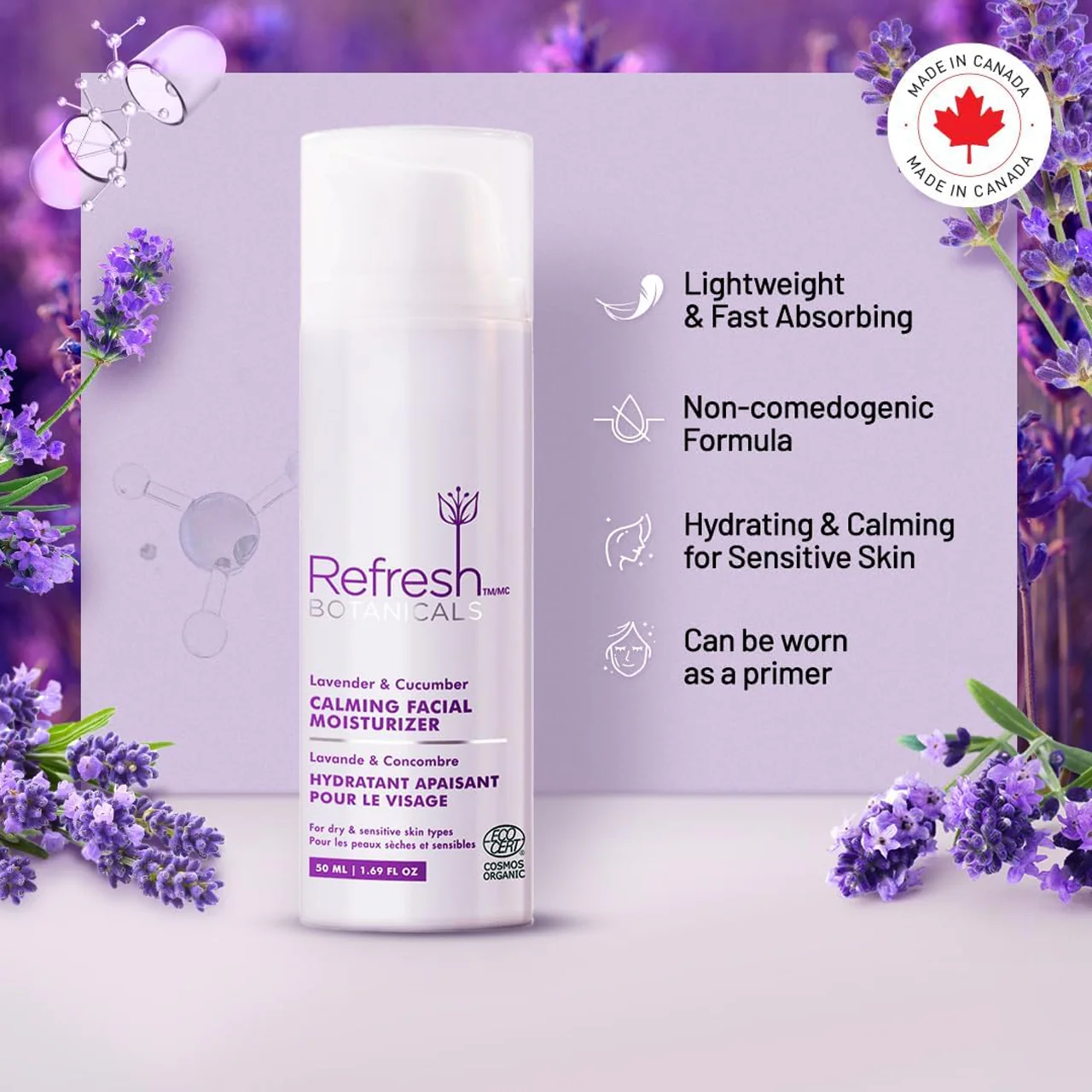 Refresh Botanicals - Calming Facial Moisturizer - Lavender & Cucumber | 50 mL - Image 2