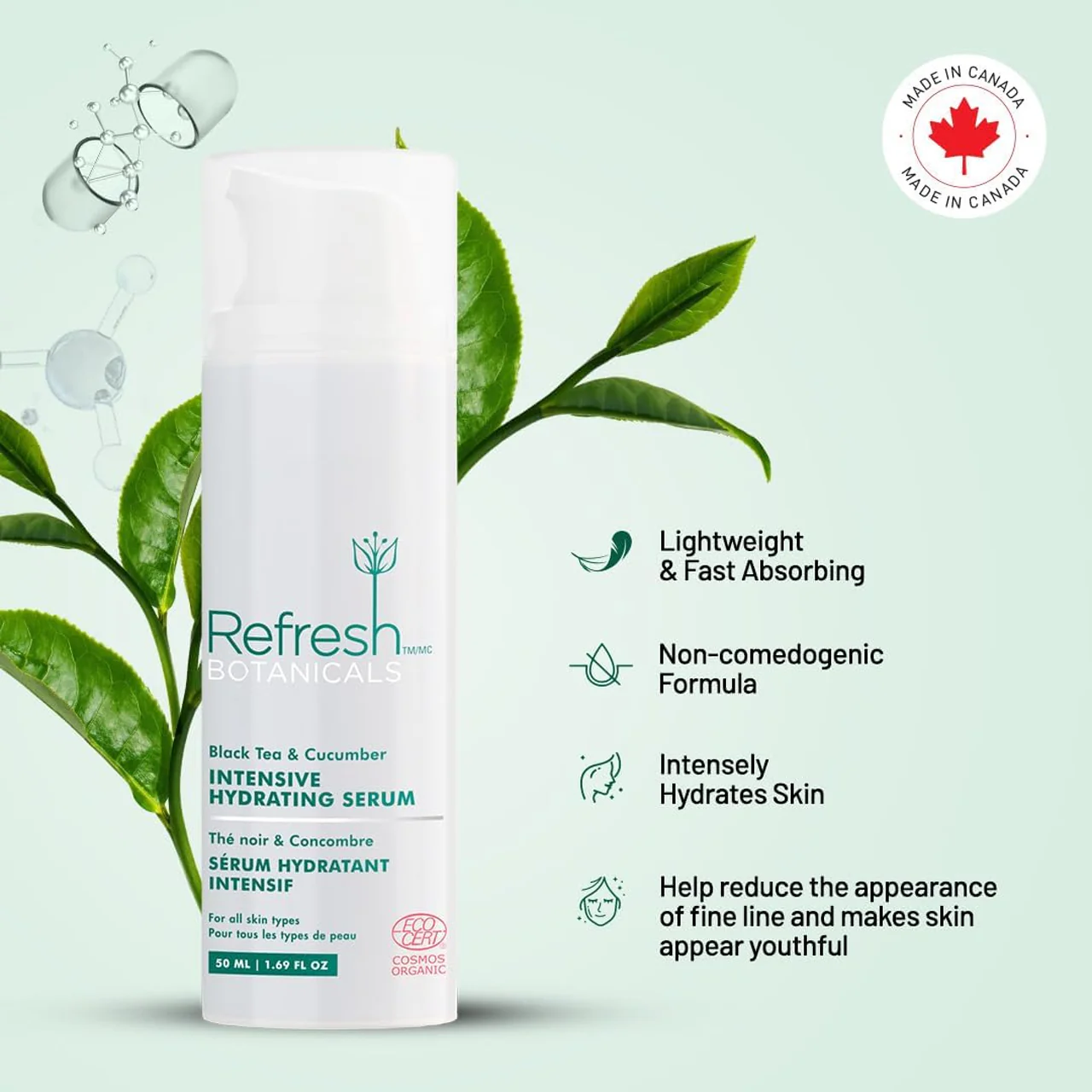 Refresh Botanicals - Intensive Hydrating Serum - Black Tea & Cucumber | 50 mL - Image 5