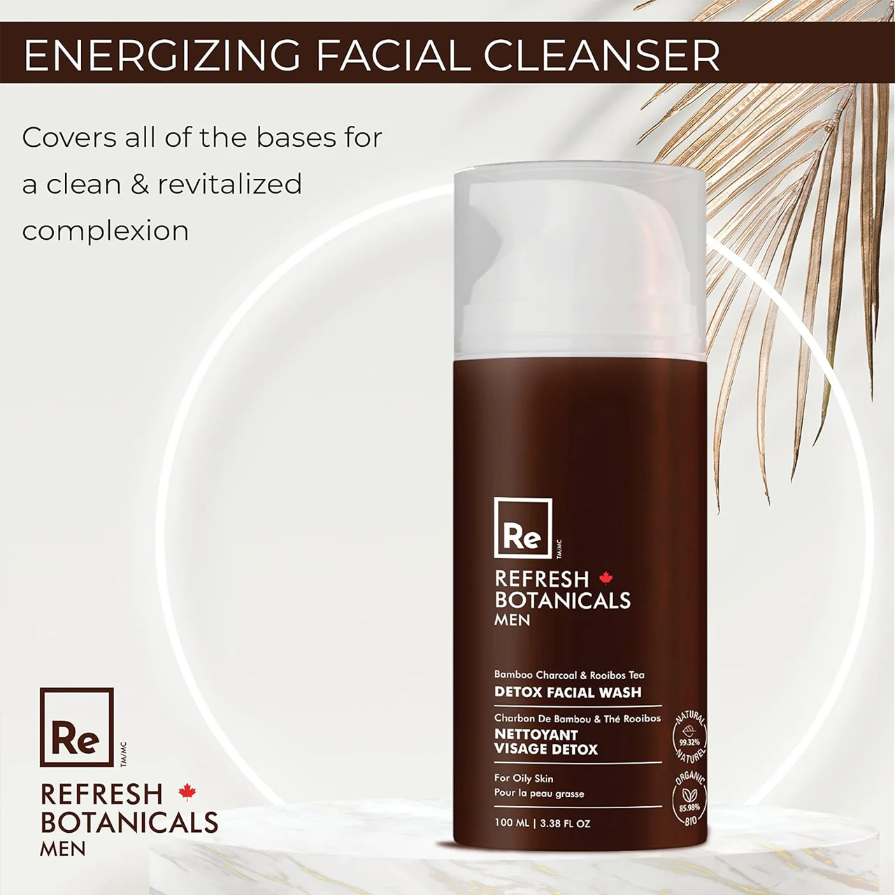Refresh Botanicals - Men Detox Facial Wash - Bamboo Charcoal & Rooibos Tea | 100 mL - Image 3