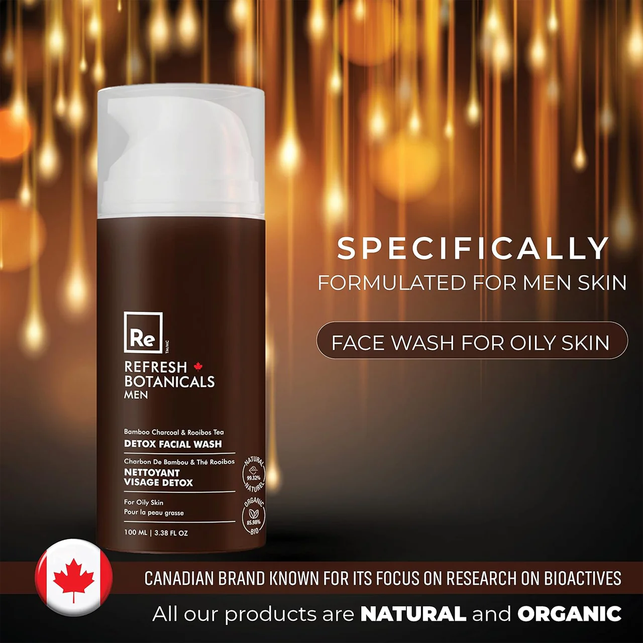 Refresh Botanicals - Men Detox Facial Wash - Bamboo Charcoal & Rooibos Tea | 100 mL - Image 5