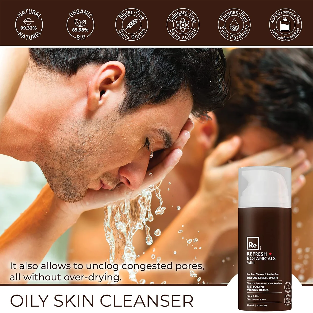 Refresh Botanicals - Men Detox Facial Wash - Bamboo Charcoal & Rooibos Tea | 100 mL - Image 7