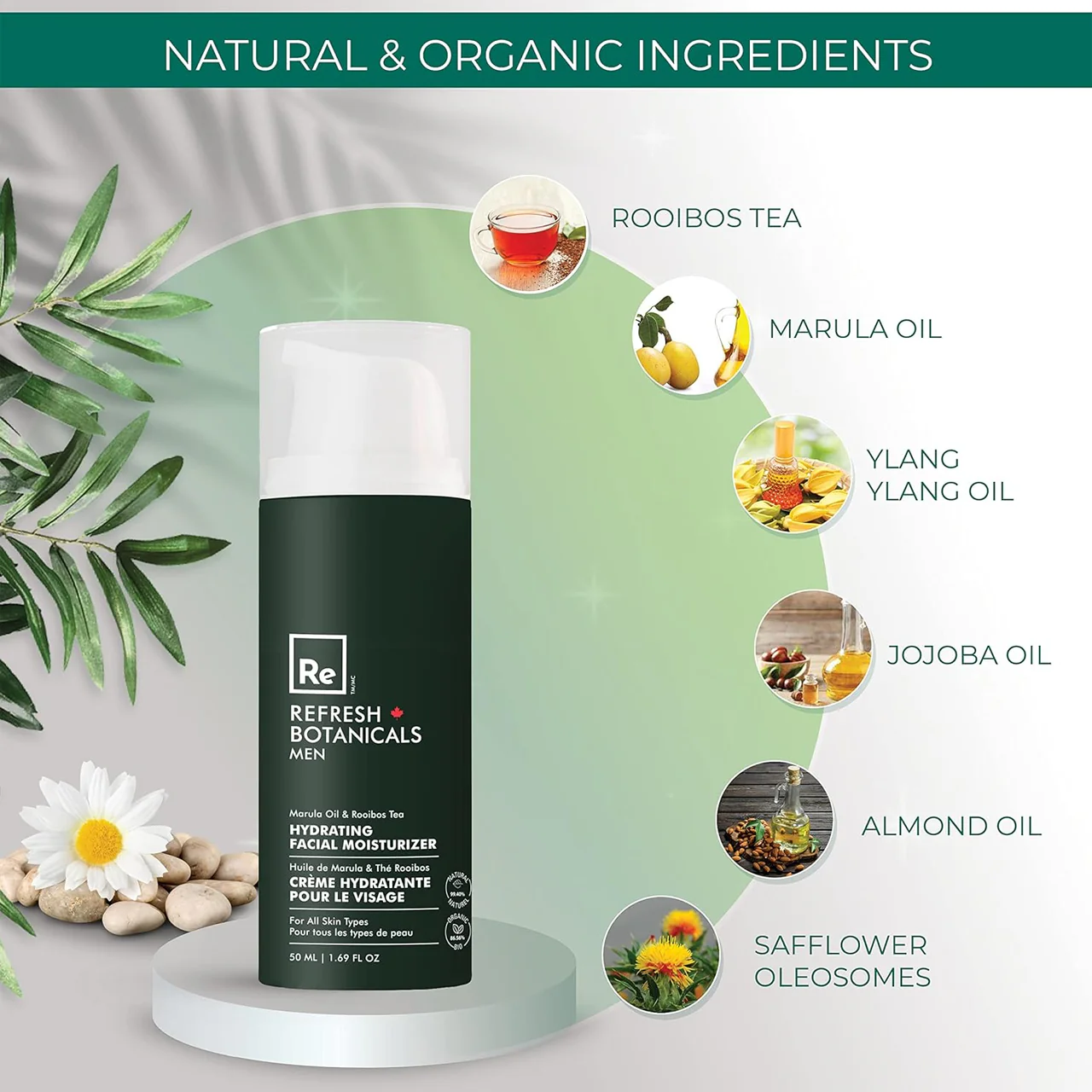 Refresh Botanicals - Men Hydrating Facial Moisturizer - Marula Oil & Rooibos tea | 50 mL - Image 7