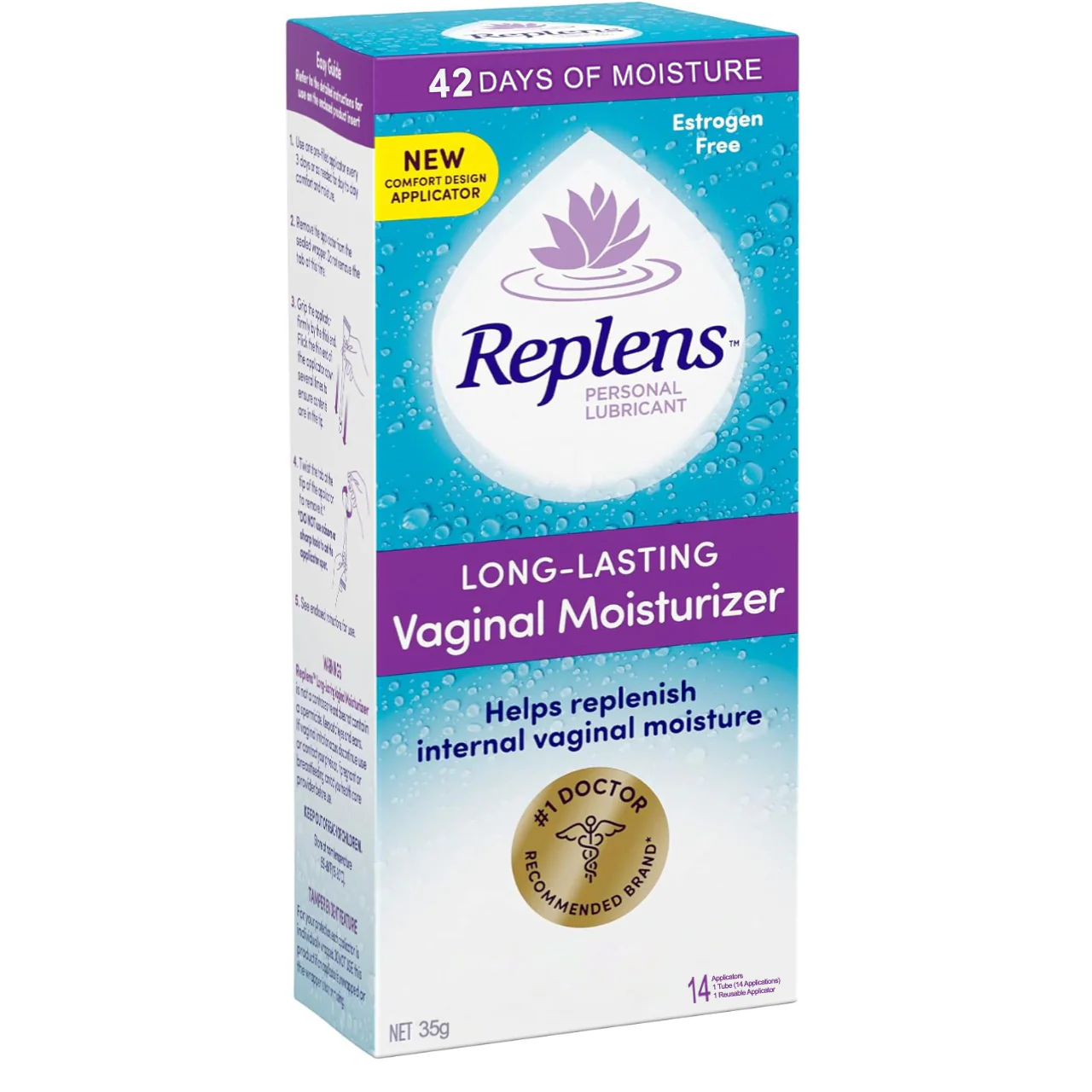 Replens - Vaginal Moisturizer and Lubricant - 42 Days with Reusable Applicator | 35 mL