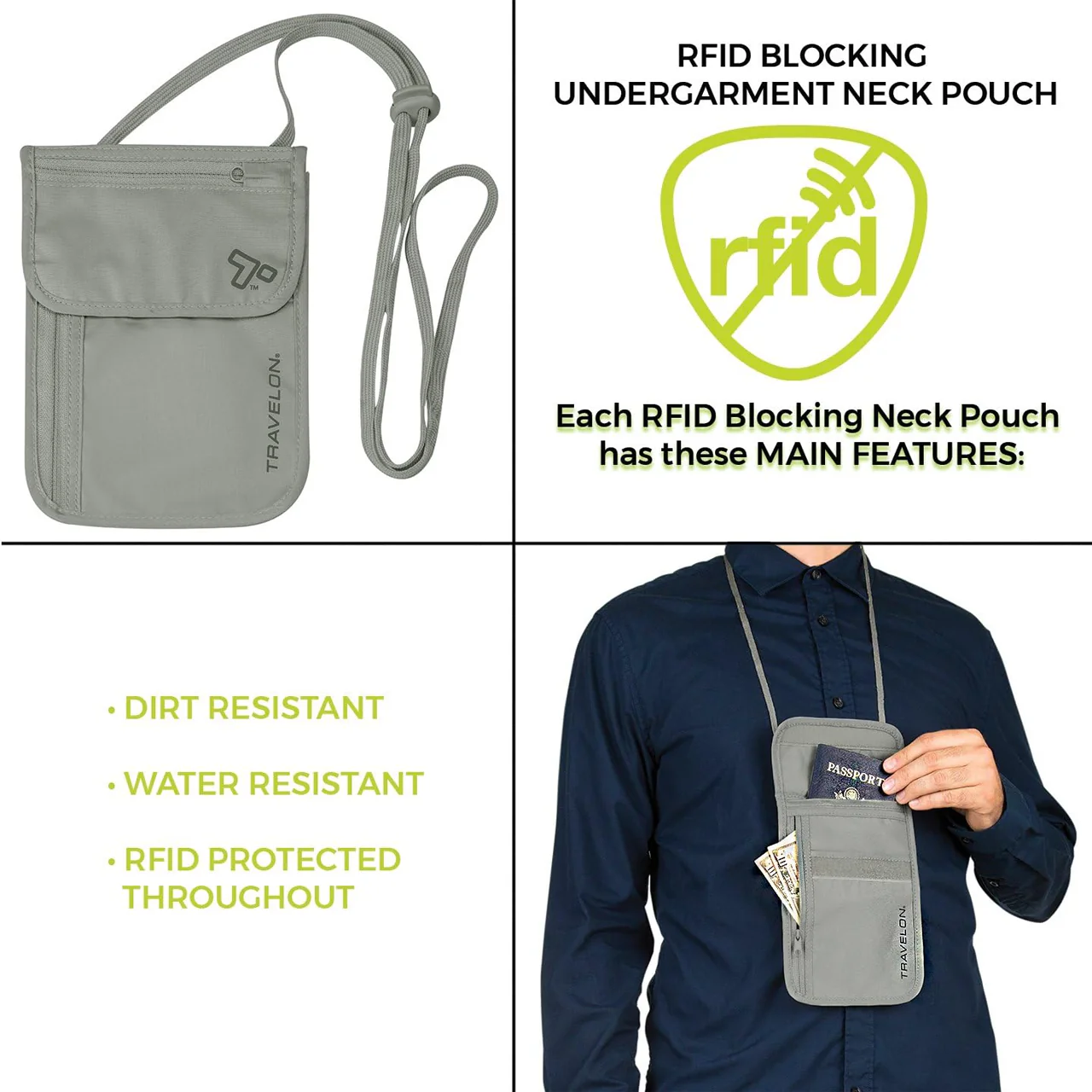 Travelon - RFID Blocking Undercover Neck Pouch - Image 3
