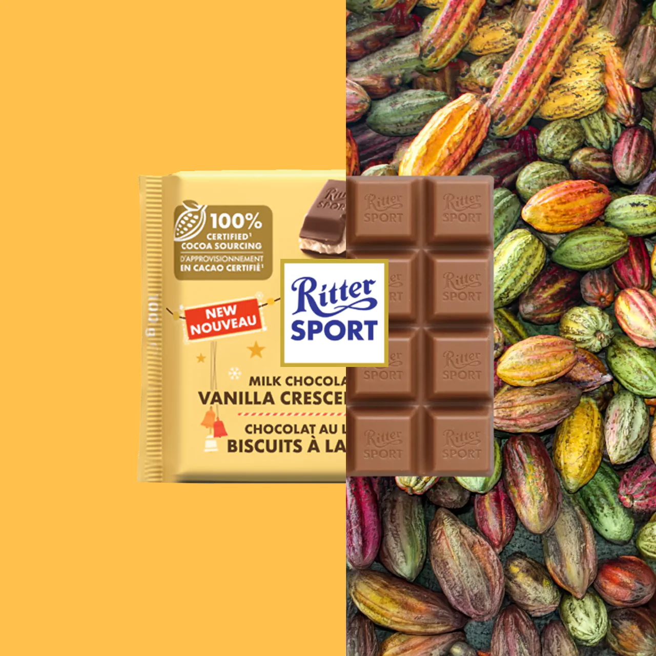 Ritter Sport - Milk Chocolate With Vanilla Crescent Cookies | 100 g - Image 2