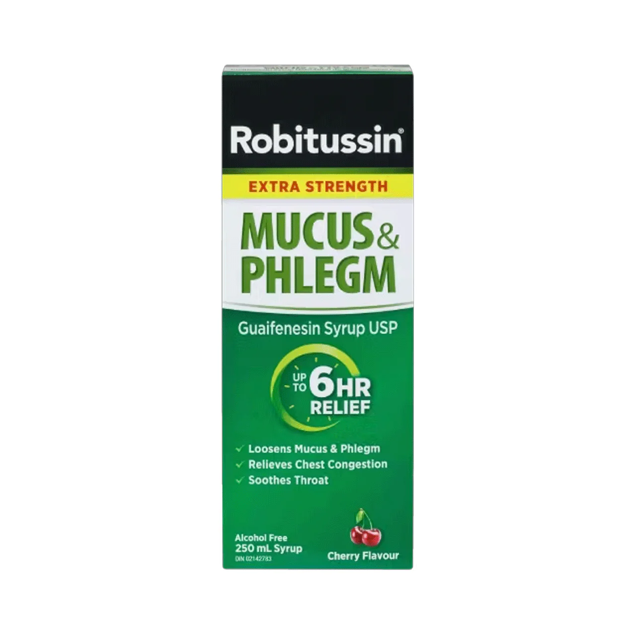 Robitussin Extra Strength - Mucus & Phlegm Guaifenesin Syrup - Cherry Flavour | 250 ml