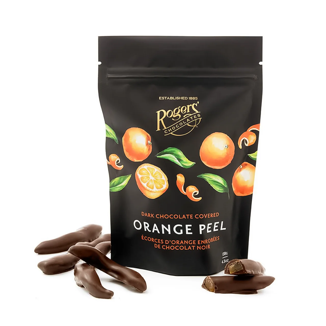Rogers' Chocolate - Dark Chocolate Covered Orange Peel | 130 g