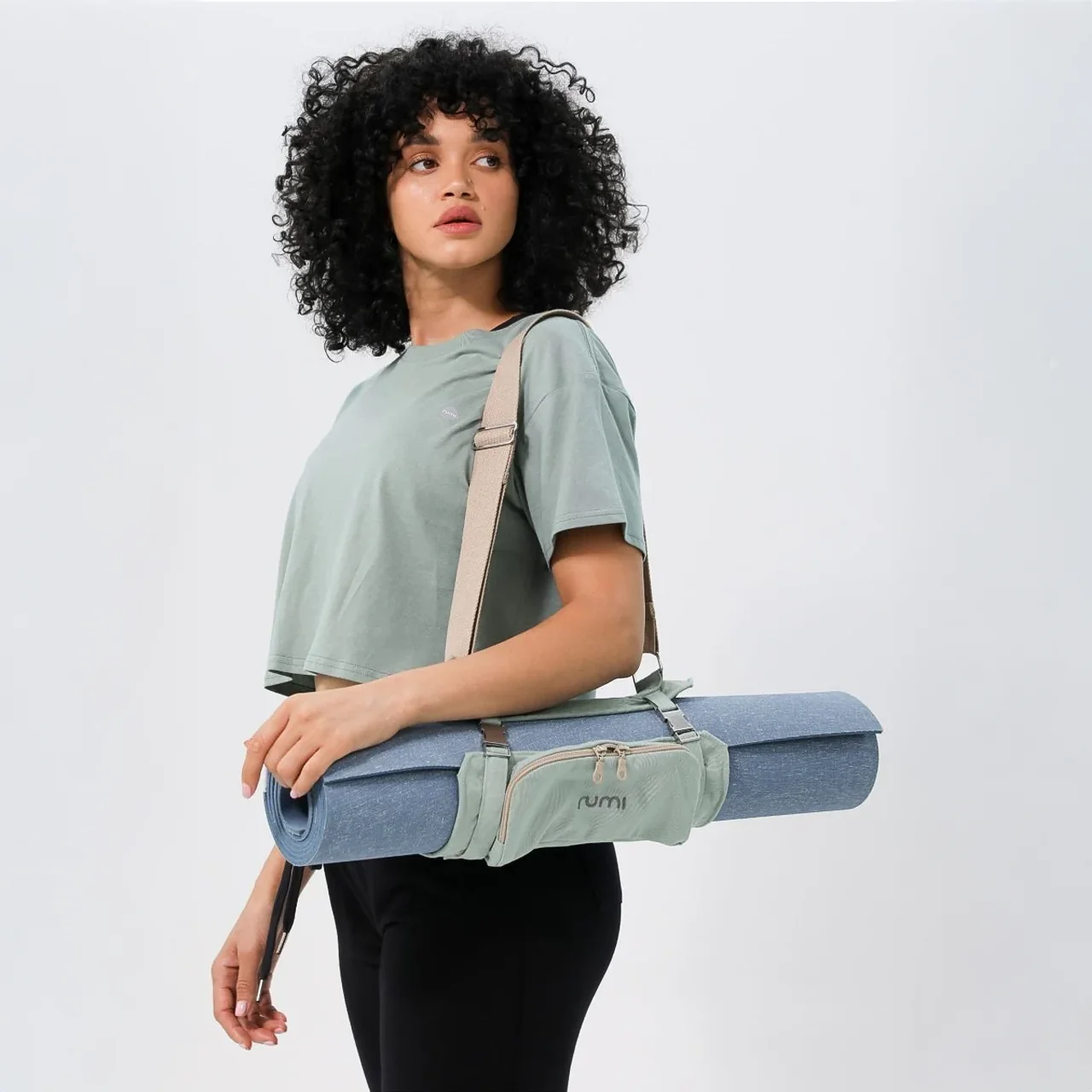 Rumi Earth - Origami Yoga Mat Carrier | Peacock Light - Image 2