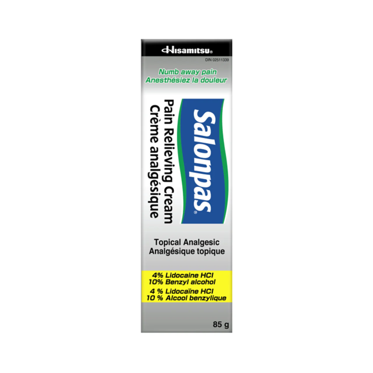 Salonpas - Pain Relieving Cream - 4% Lidocaine HCl & 10 % Benzyl Alcohol Topical Analgesic | 85 g