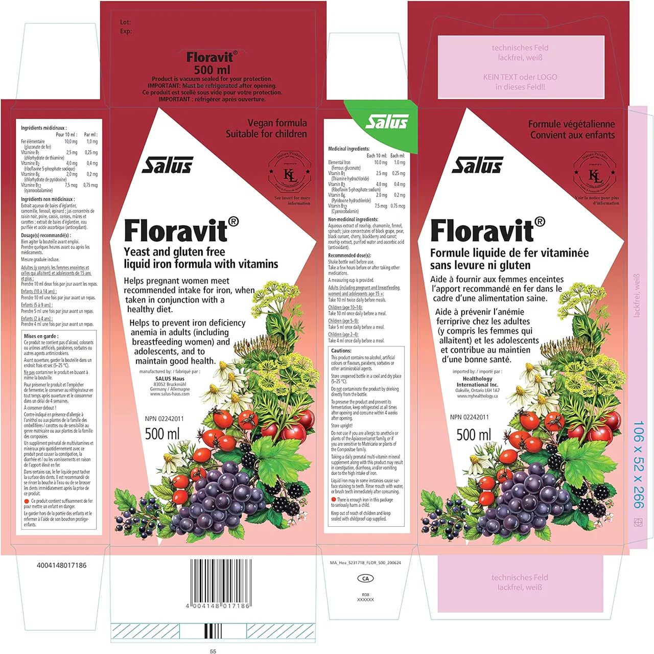 Salus - Floravit Yeast and Gluten Free Vegan Formula | 500 mL - Image 2
