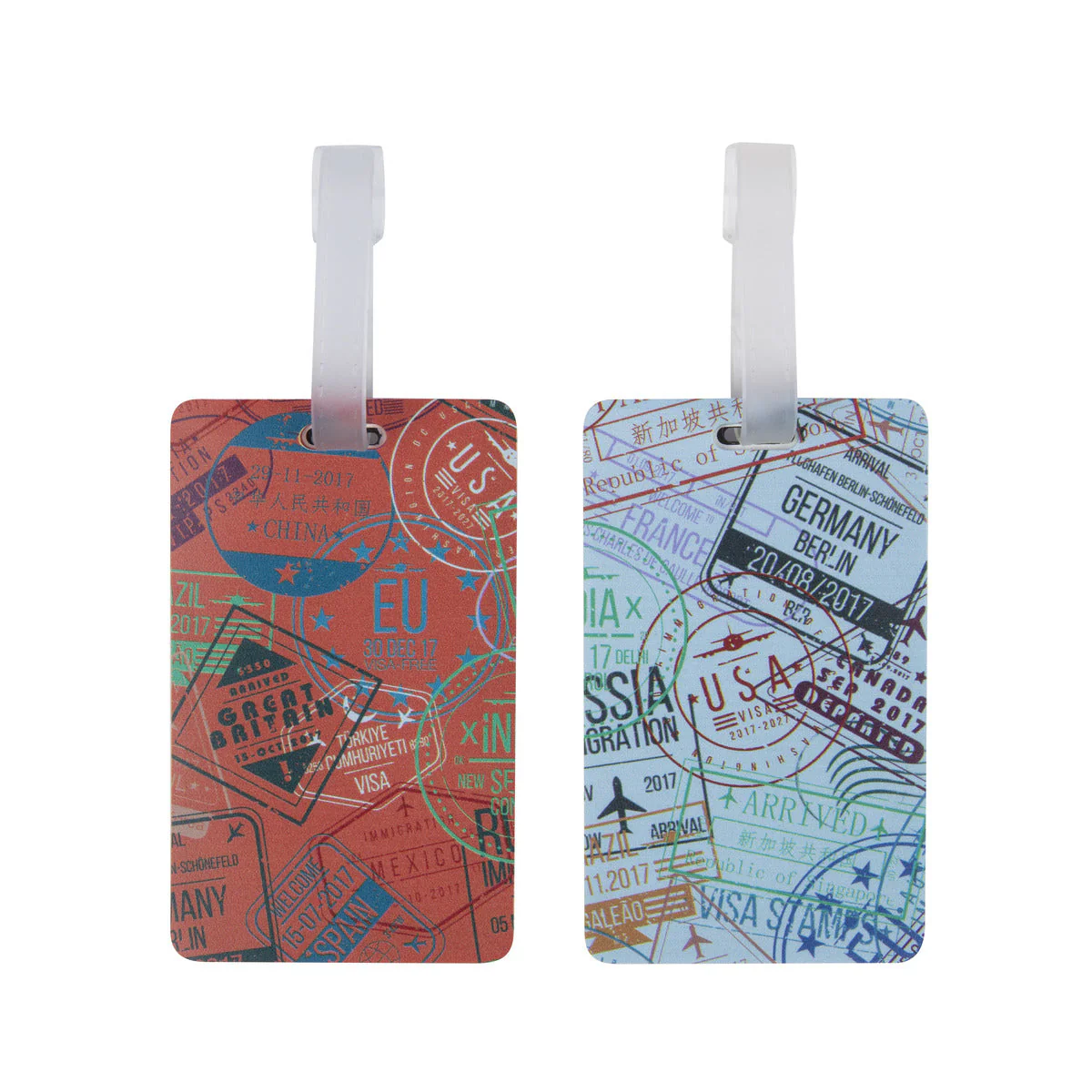 Travelon - Set of 2 Luggage Tags, Passport Stamps Style - Image 2