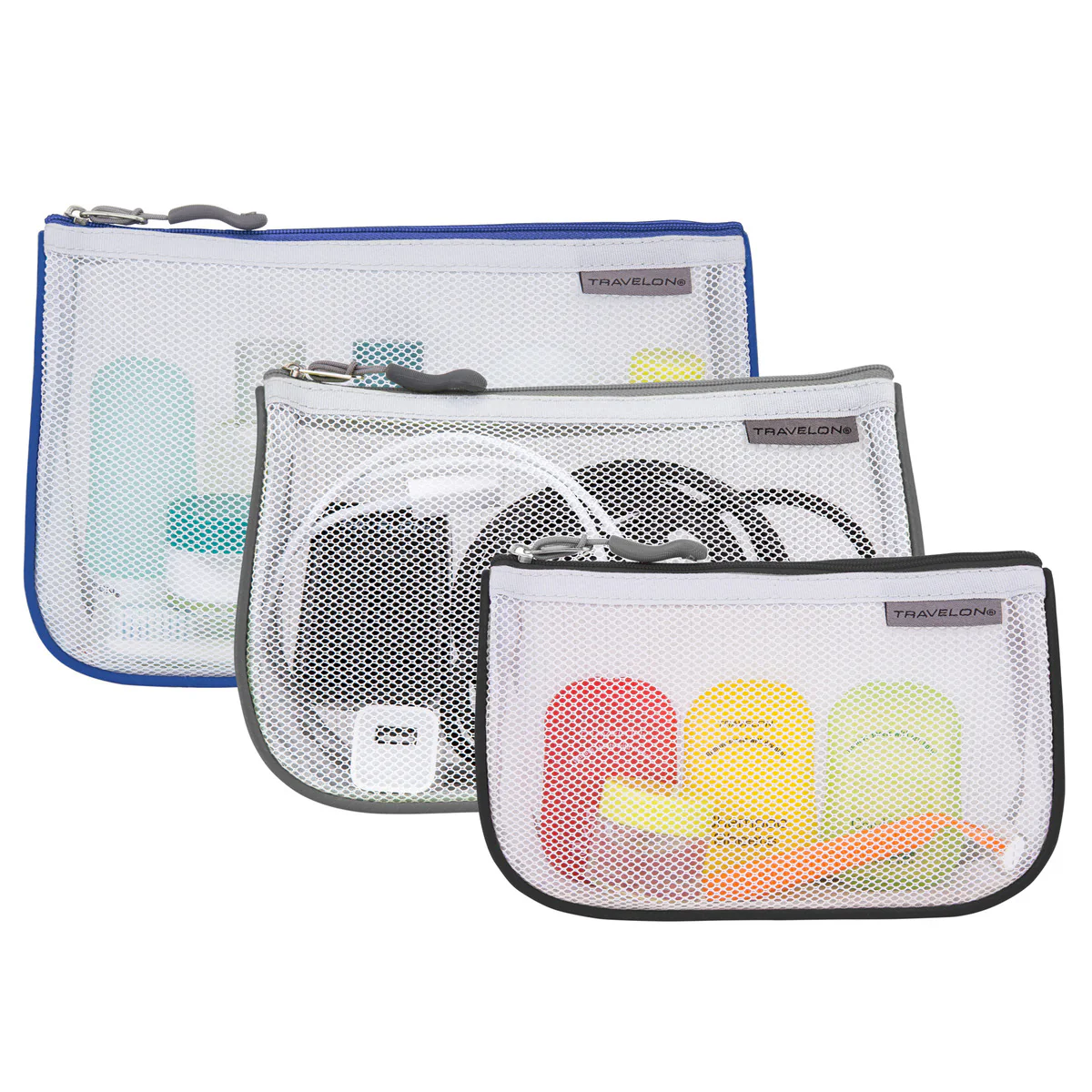 Travelon - Set of 3 Assorted Piped Pouches
