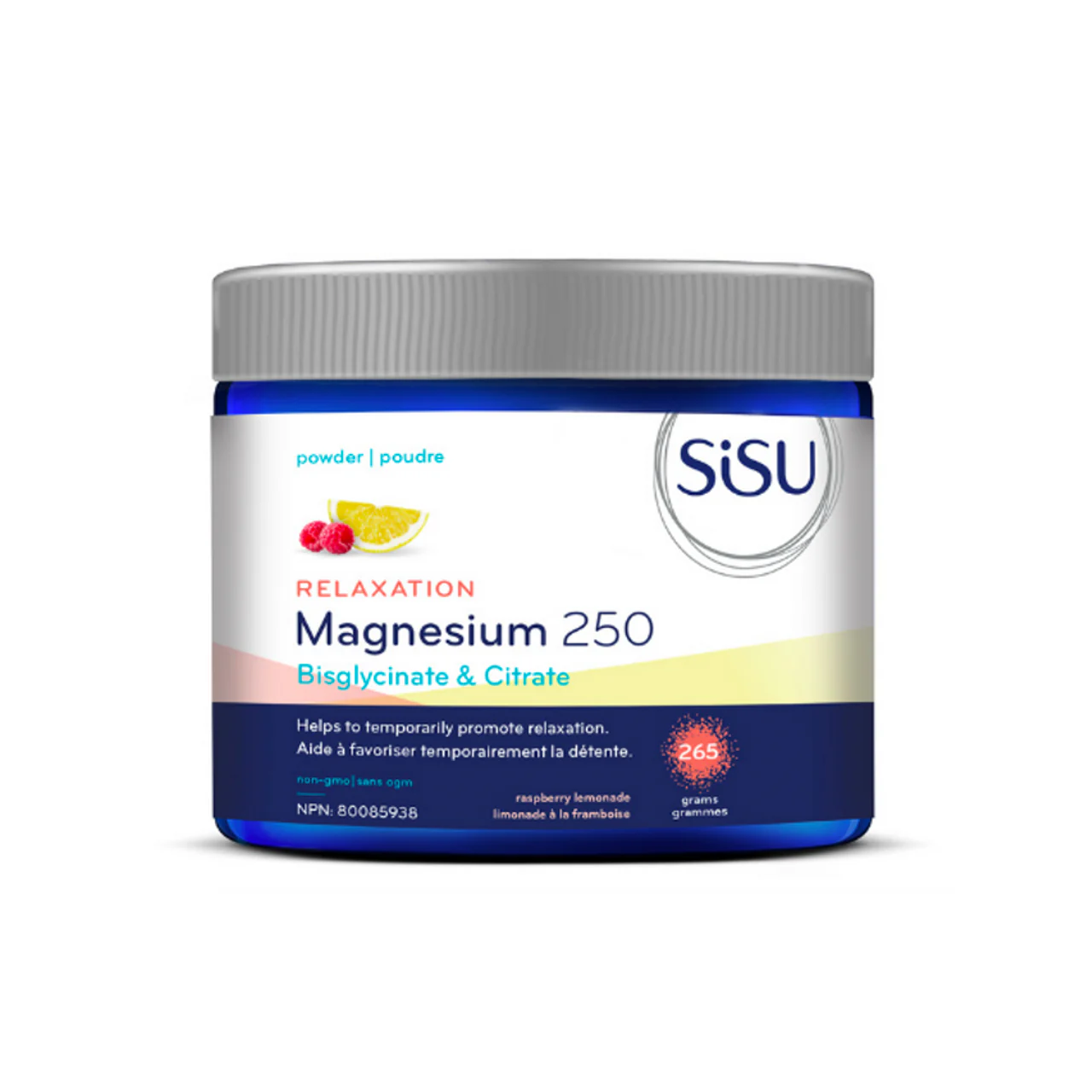 SISU - Magnesium 250 Powder Formula, Raspberry Lemonade | 265 g