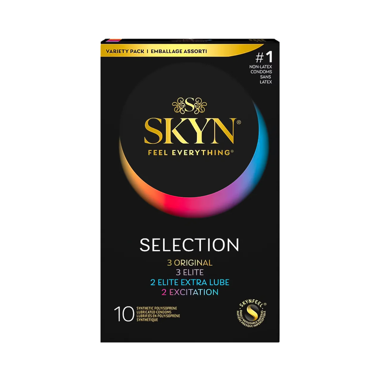 SKYN - Selection Variety Pack Non-Latex Lubricated Condoms | 10 Condoms