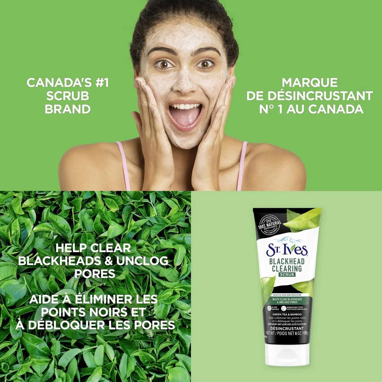 St. Ives - Blackhead Clearing Scrub for Acne, Green Tea & Bamboo Scent | 170 g - Image 2