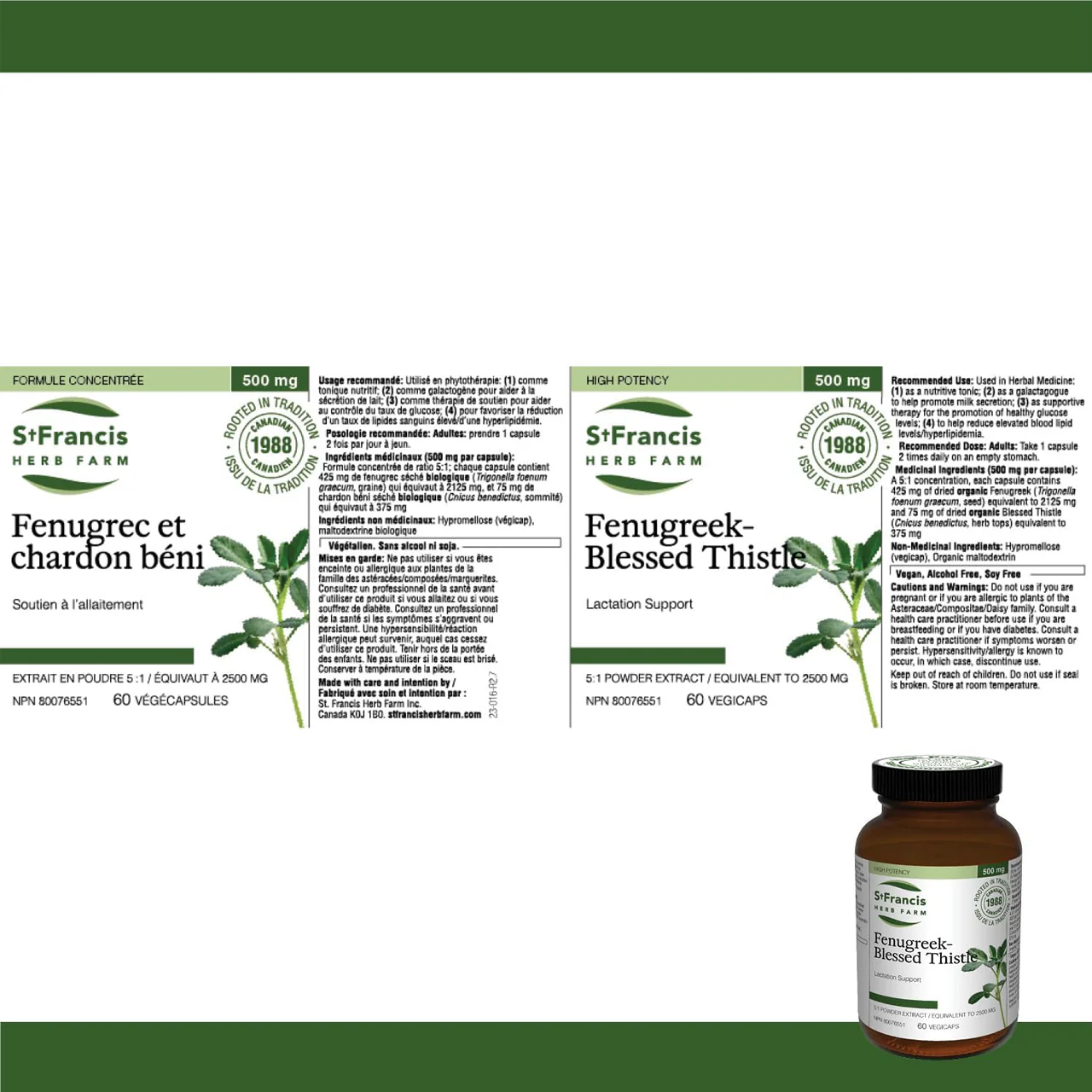 St. Francis - Fenugreek-Blessed Thistle Capsules | 60 Capsules - Image 2