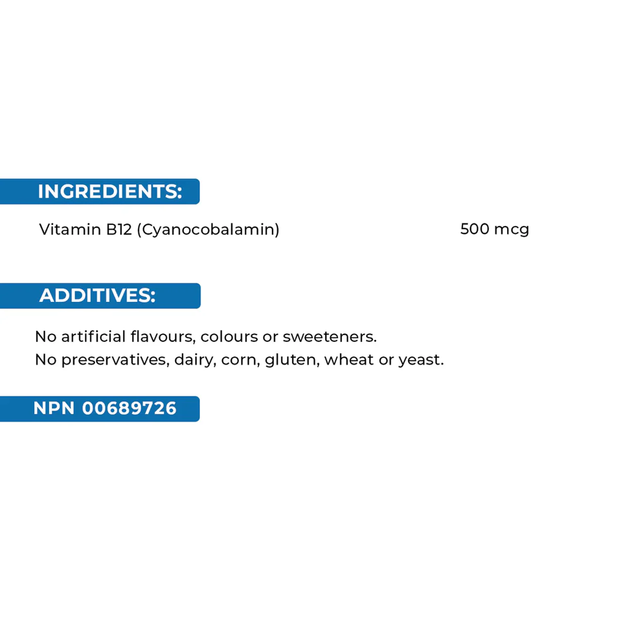 Swiss Natural - Vitamin B12 500 MCG | 90 Tablets - Image 2