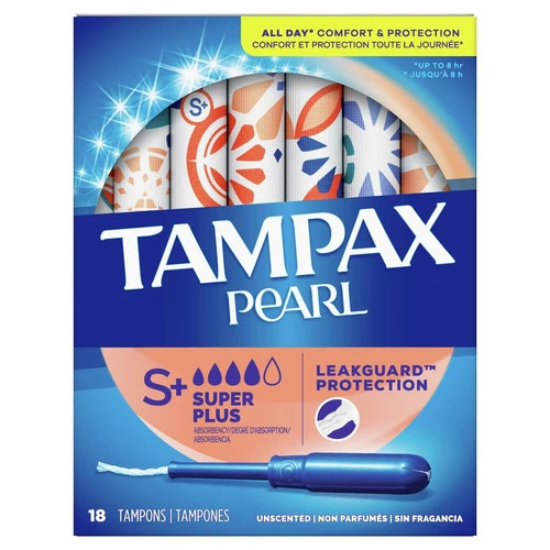 Tampax - Pearl Leakguard Protection - Super Plus Absorbency - Unscented | 18 Tampons