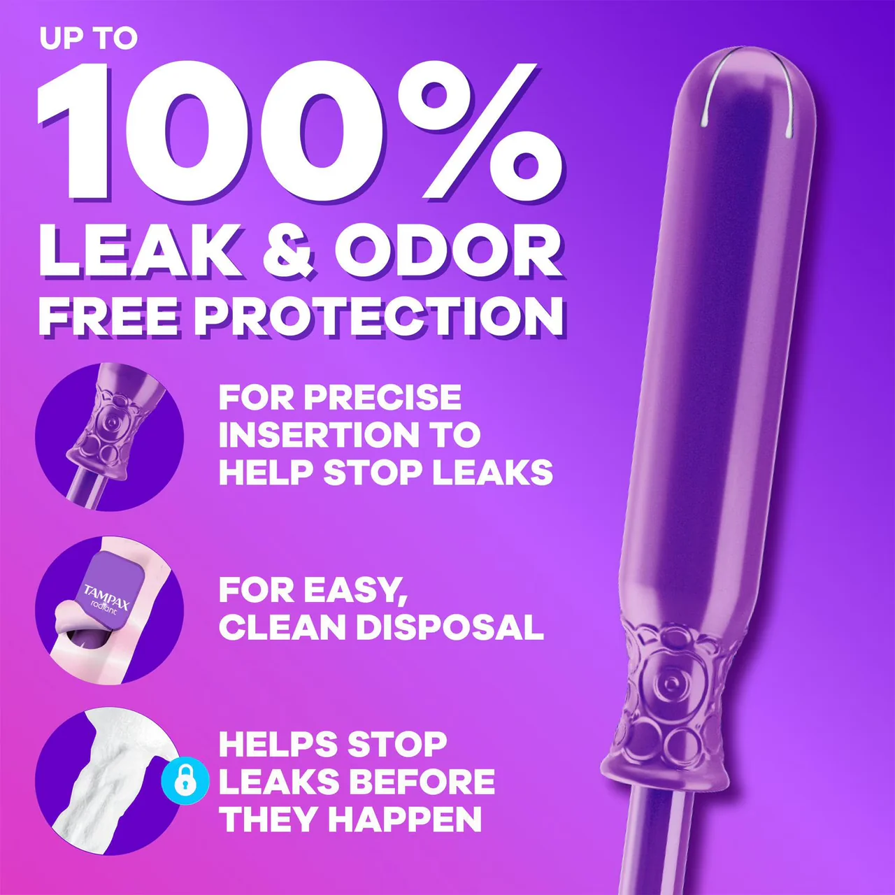 Tampax - Radiant Tampons with Plastic Applicators Duo Pack, Super & Regular | 28 Tampons - Image 3