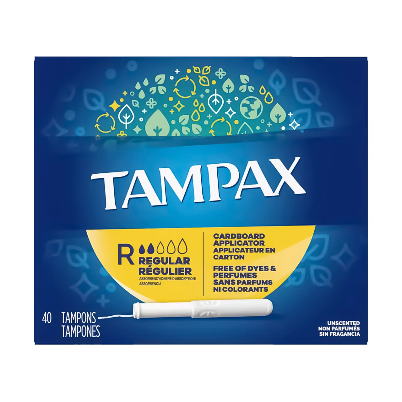 Tampax - Unscented Tampons with Backup Protection - Regular | 40 Tampons
