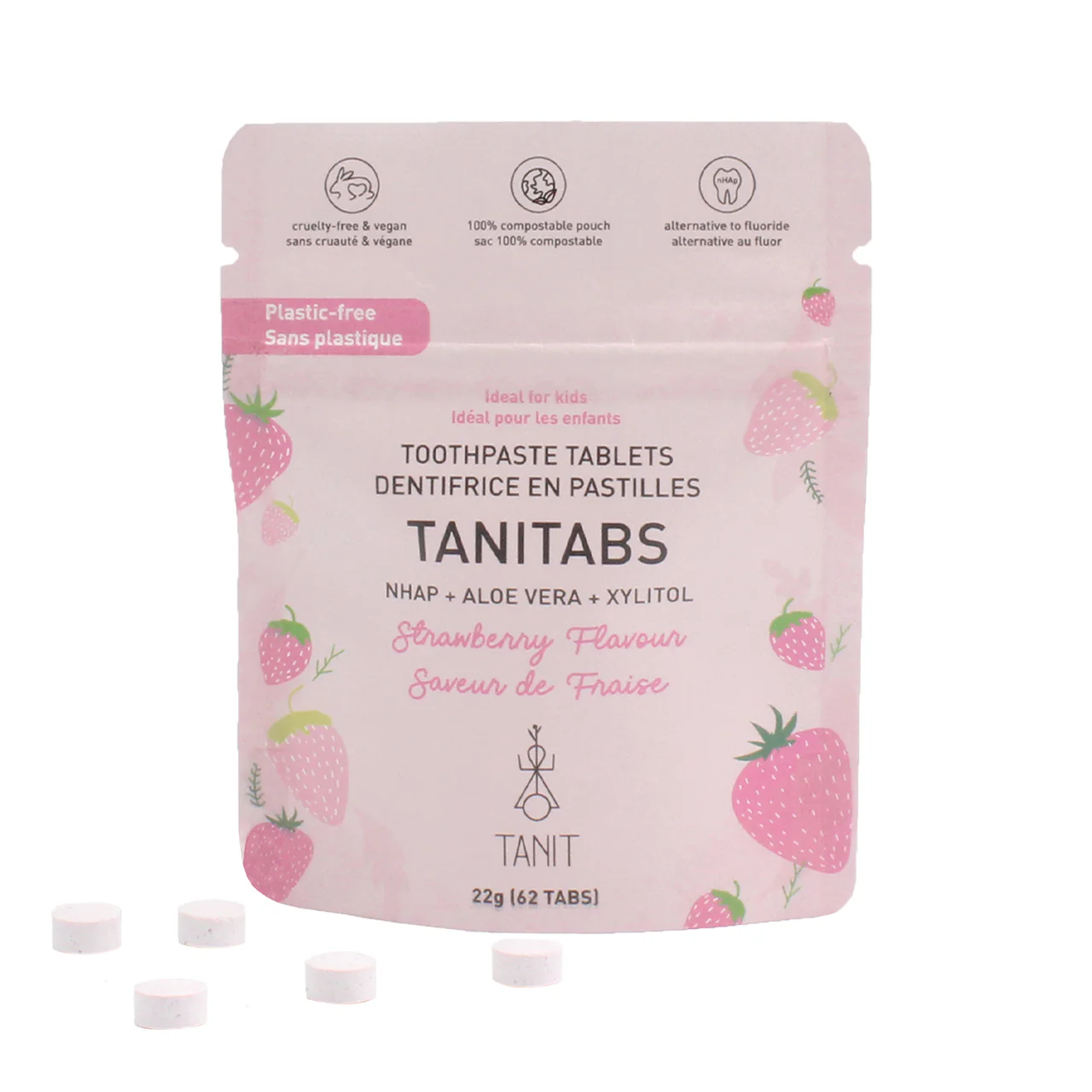 Tanit - Toothpaste Tablets, Strawberry | 62 Tabs