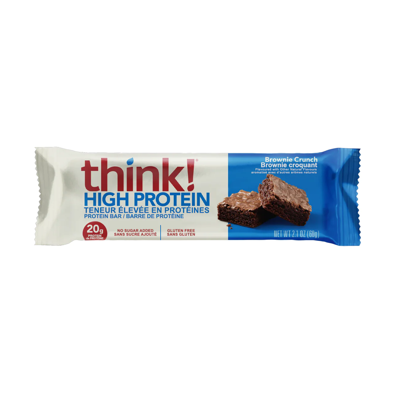 think! - High Protein Bar No Sugar Added, Brownie Delight | 60 g