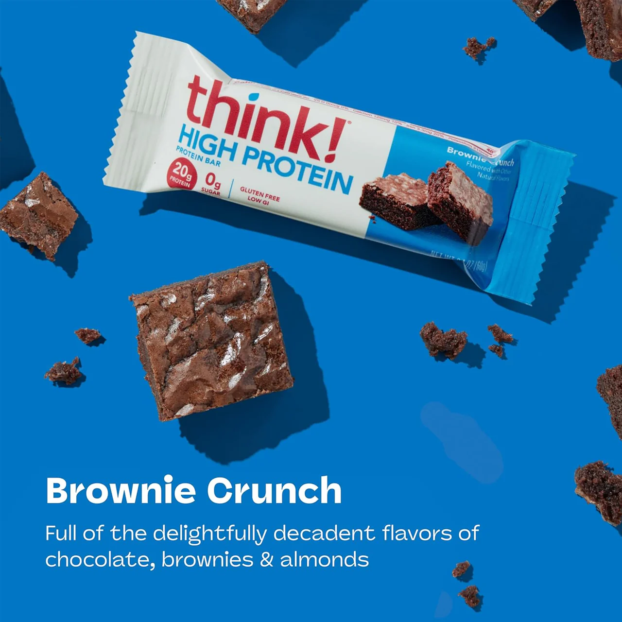 think! - High Protein Bar No Sugar Added, Brownie Delight | 60 g - Image 3