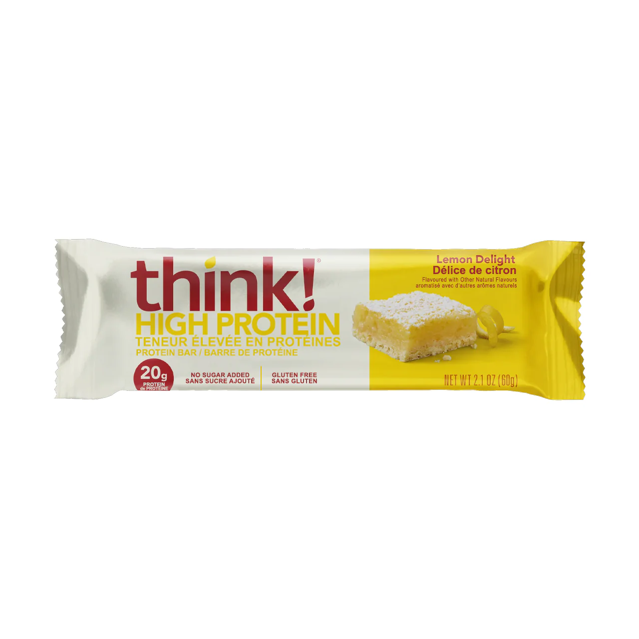 think! - High Protein Bar No Sugar Added, Lemon Delight | 60 g