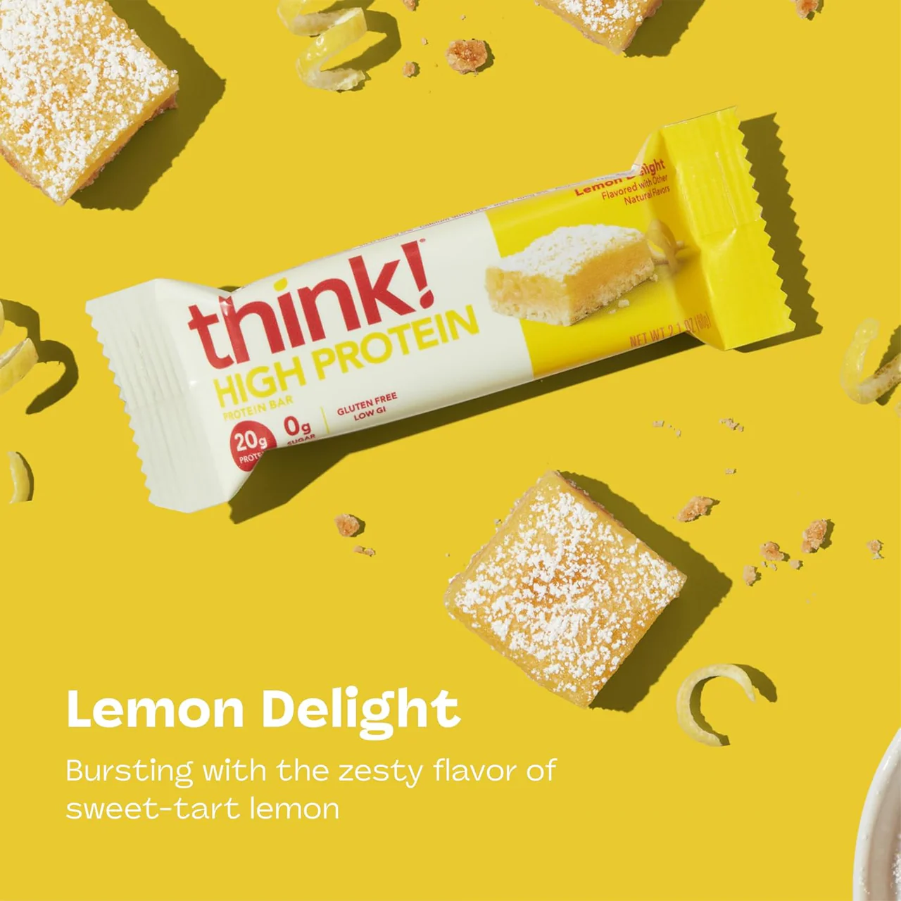 think! - High Protein Bar No Sugar Added, Lemon Delight | 60 g - Image 3