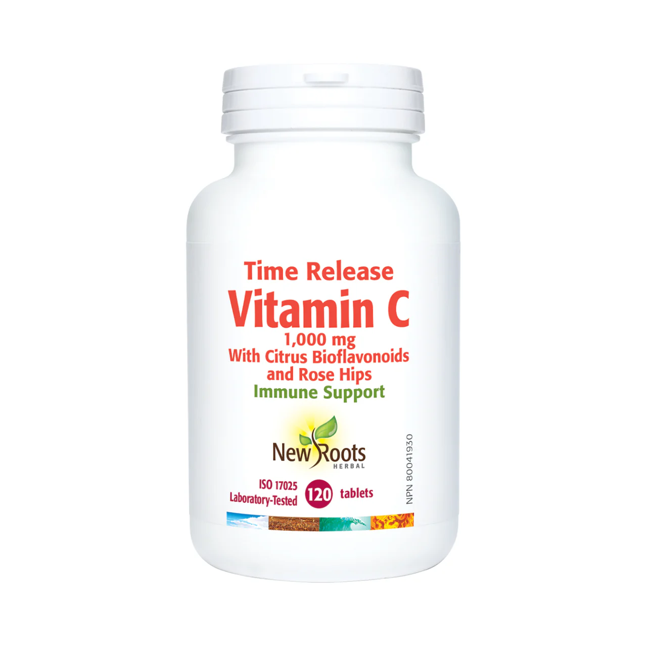 New Roots - Time Release Vitamin C 1,000 mg With Citrus Bioflavonoids And Rose Hips | 120 Tablets