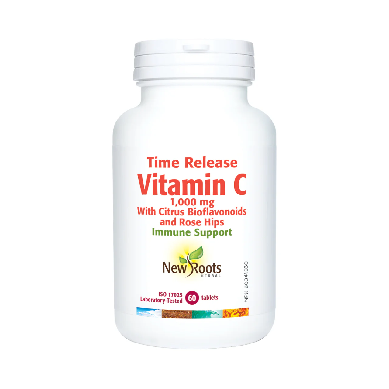New Roots - Time Release Vitamin C 1,000 mg With Citrus Bioflavonoids And Rose Hips | 60 Tablets