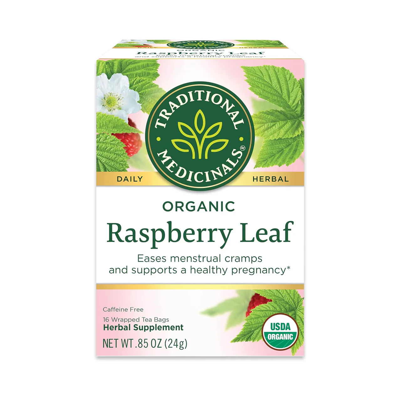 Traditional Medicinals Organic Raspberry Leaf Tea | 16 Wrapped Tea Bags