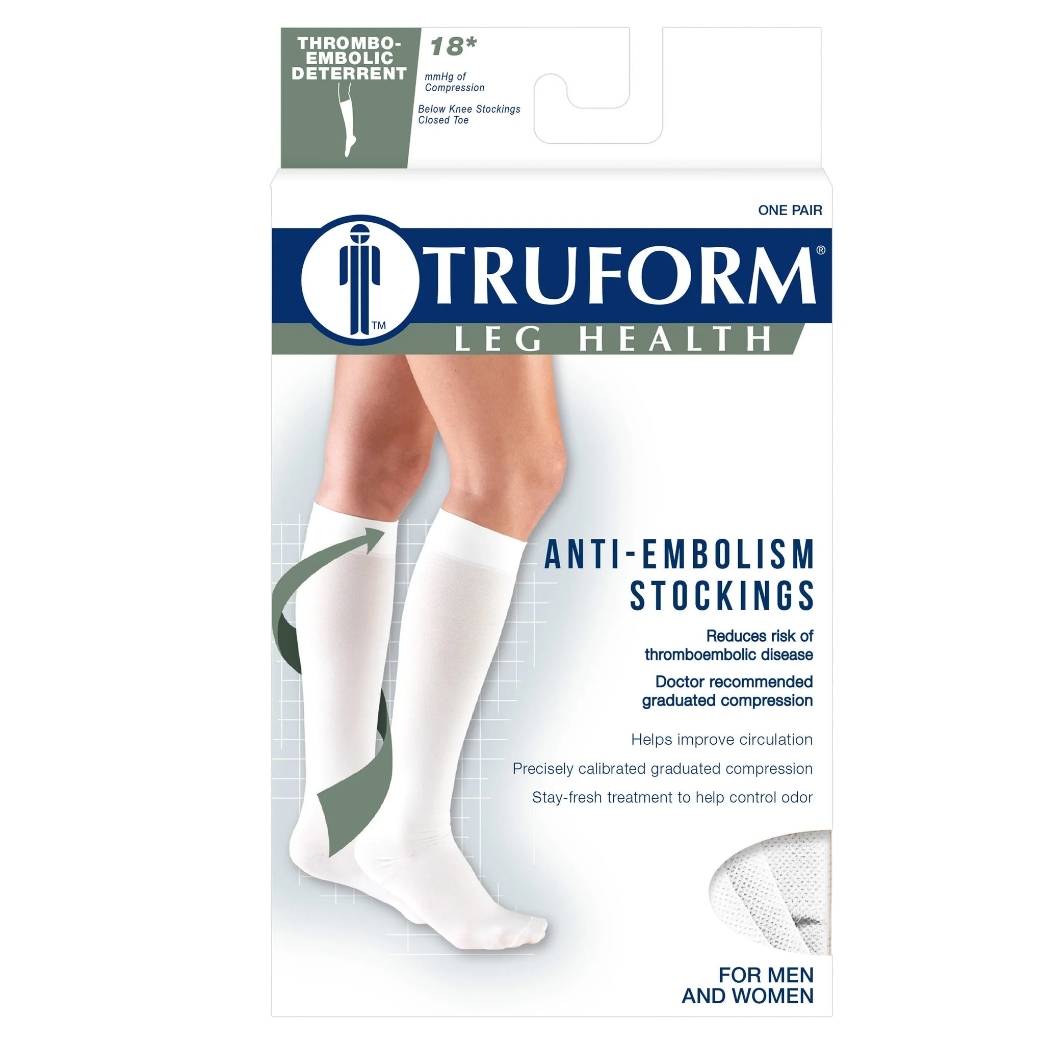 Truform – Knee High Compression Stockings, Closed Toe | 18 mmHg