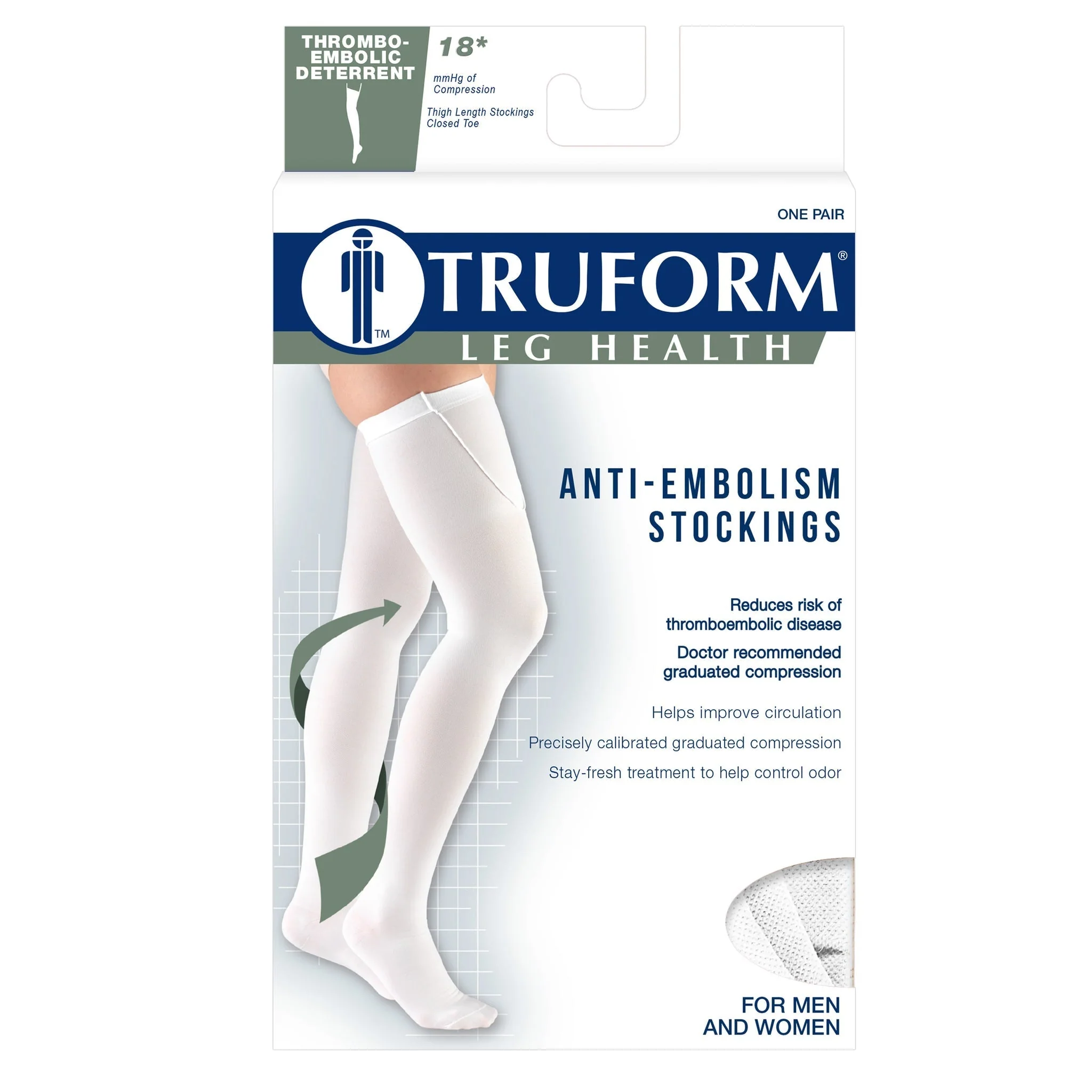TRUFORM - Anti-Embolism Thigh High Stockings | Closed Toe 18 Mmhg