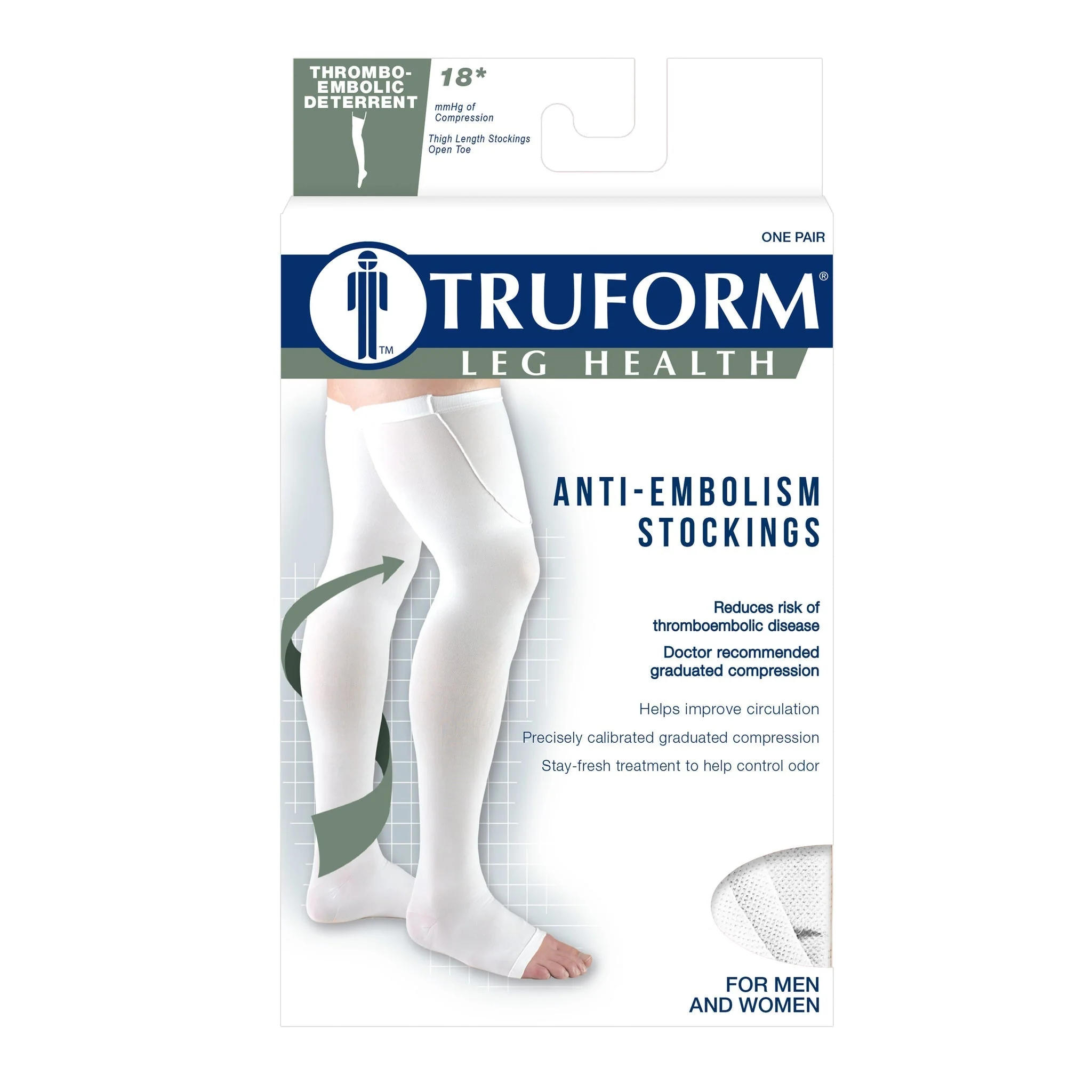 TRUFORM - Anti-Embolism Thigh High Stockings | Open Toe 18 Mmhg