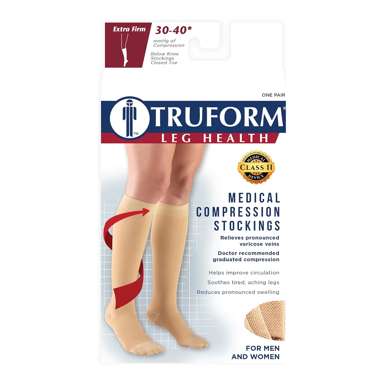TRUFORM - Below Knee Stockings Closed Toe | 30-40 mmhg