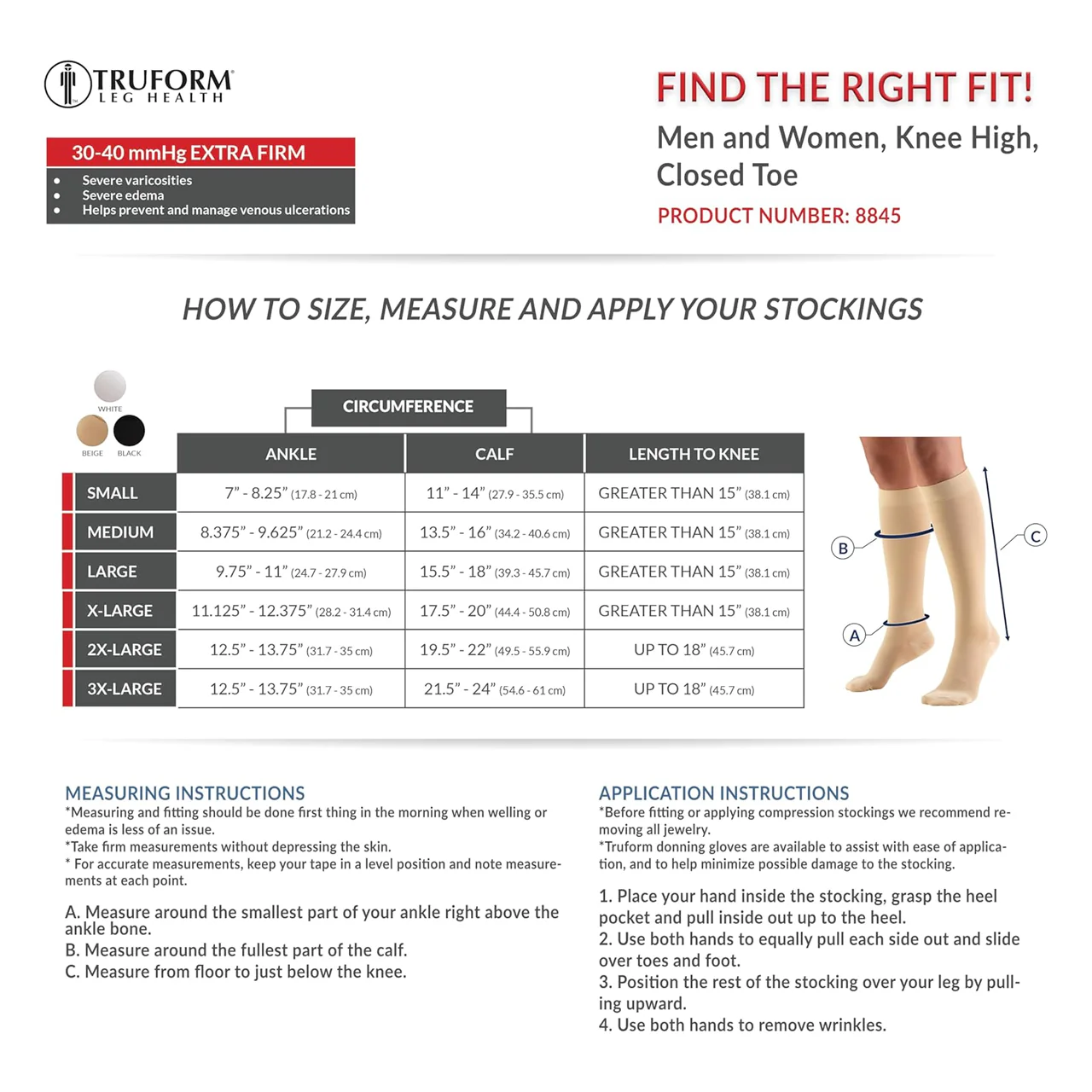 TRUFORM - Below Knee Stockings Closed Toe | 30-40 mmhg - Image 6