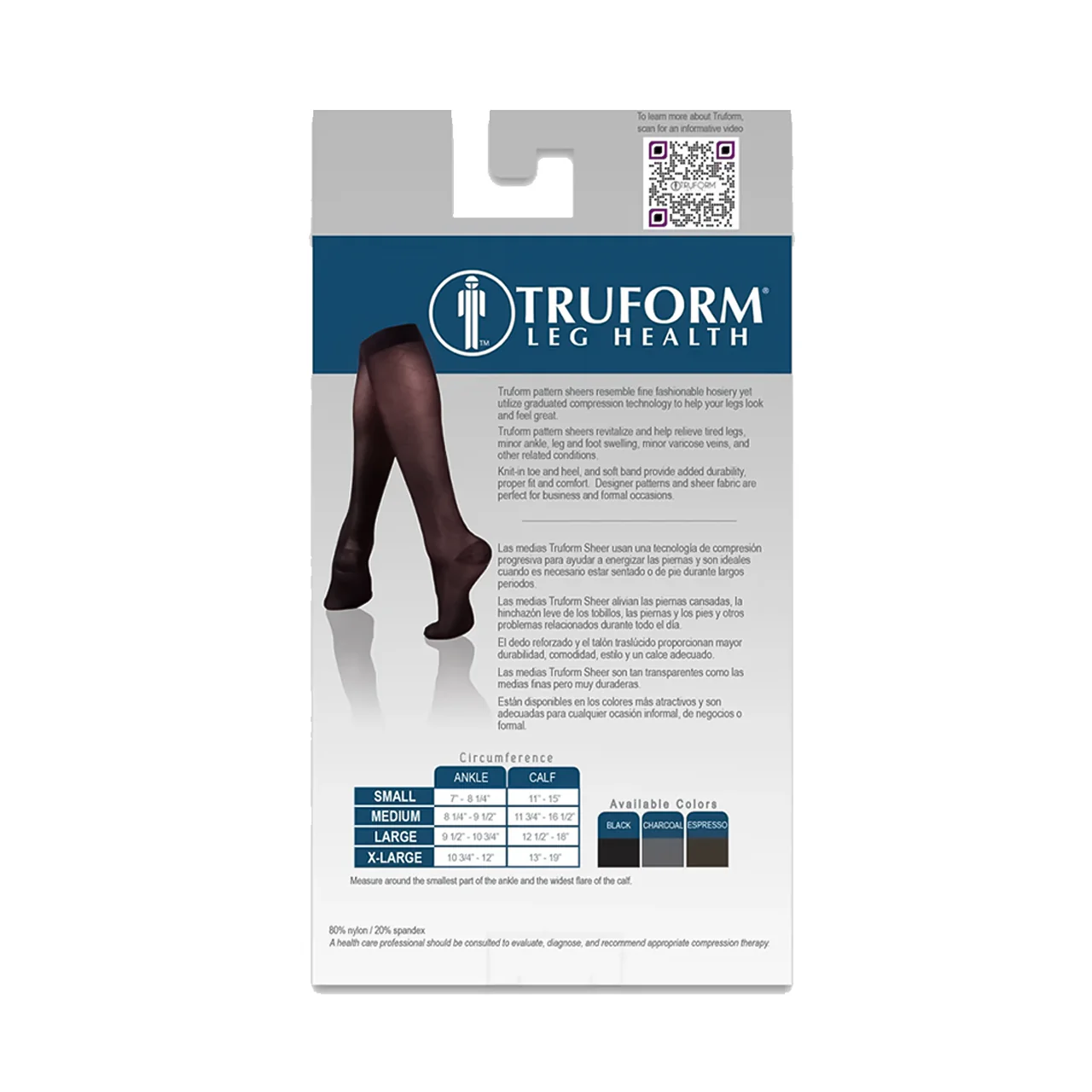 TRUFORM - Ladies' Sheer Knee High, Diamond Pattern | 15-20 mmHg - Image 6