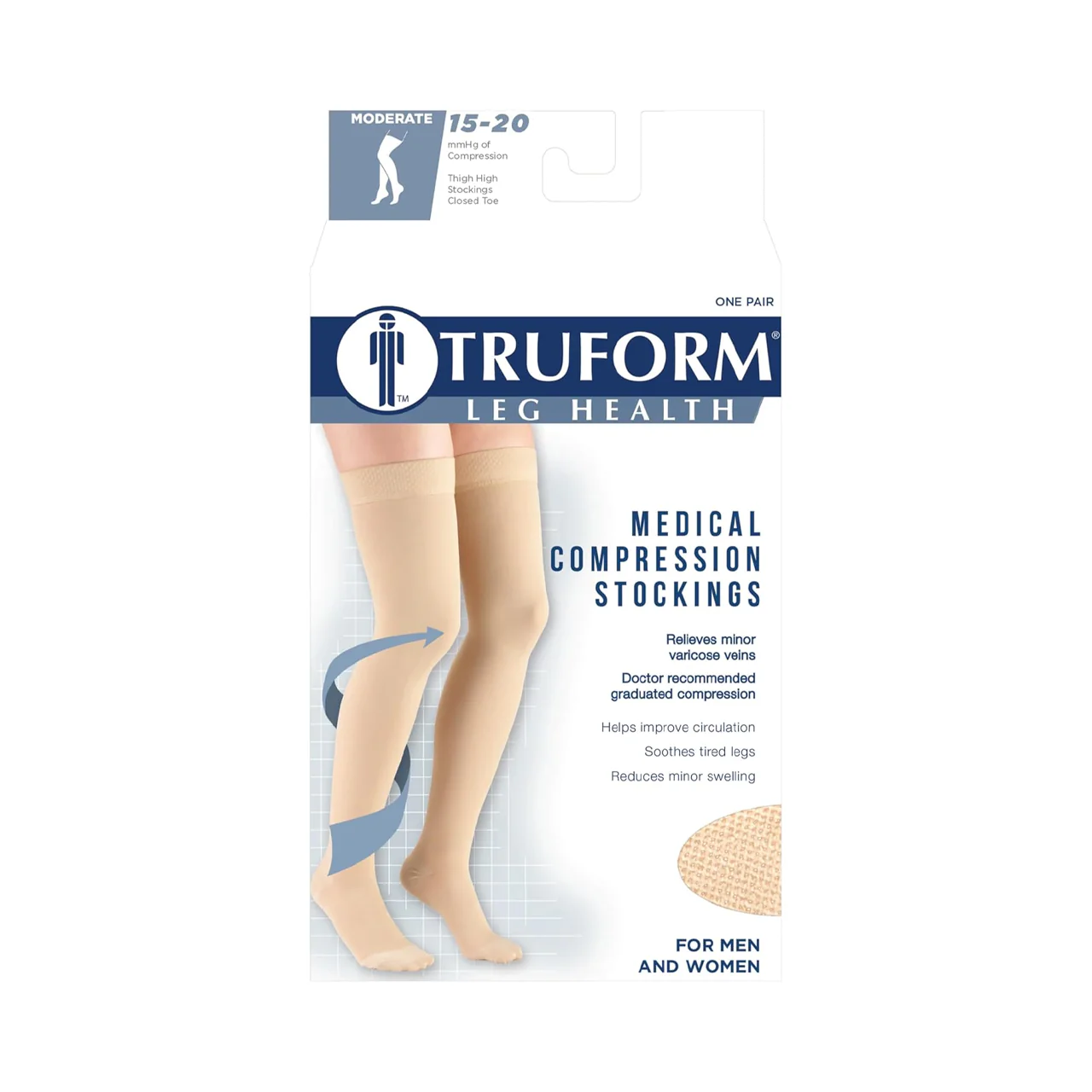 TRUFORM - Thigh High Closed Toe, Beige | 15-20 mmHg - Image 2