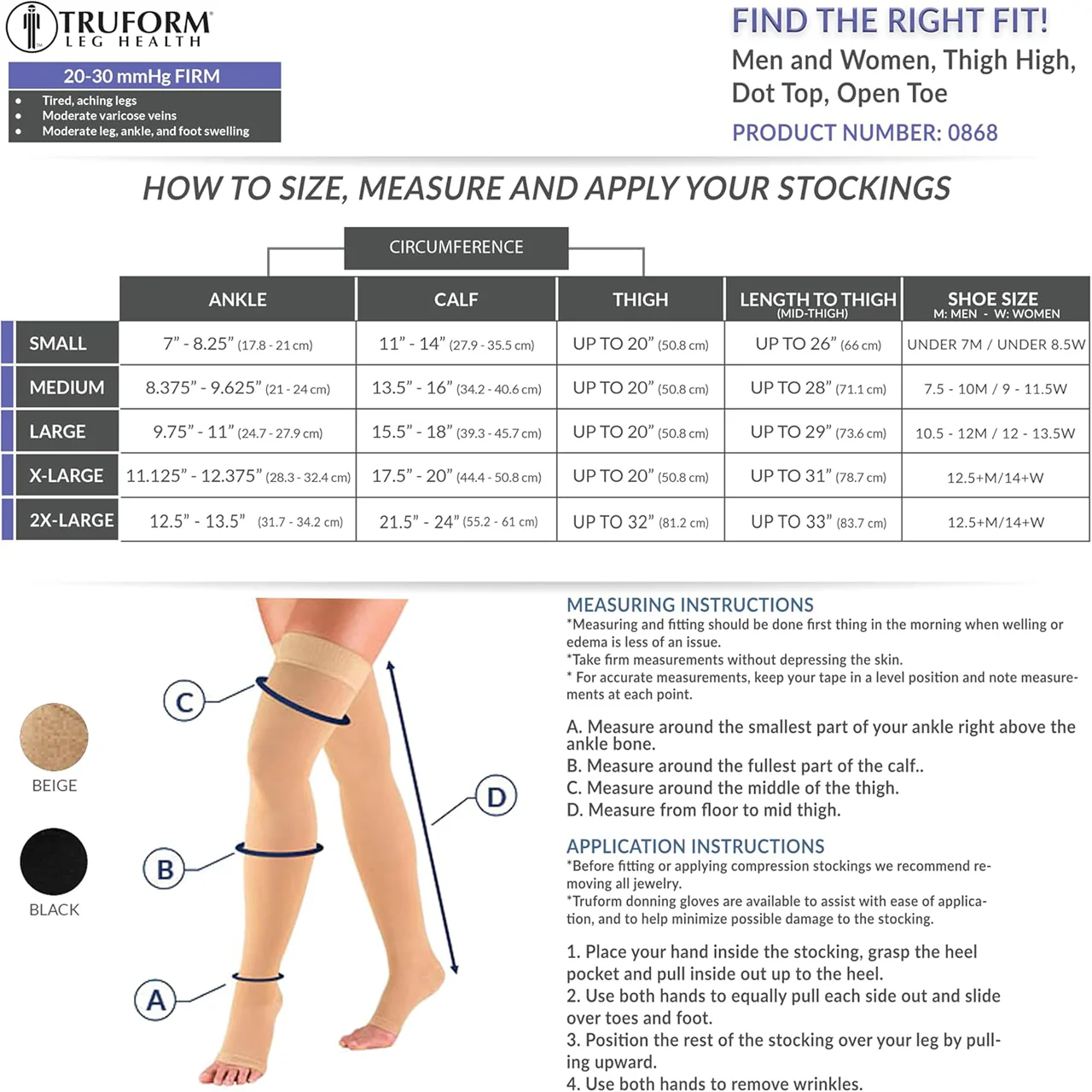 TRUFORM - Thigh High Stockings, Dot Top, Open-Toe | 20-30 mmHg - Image 4