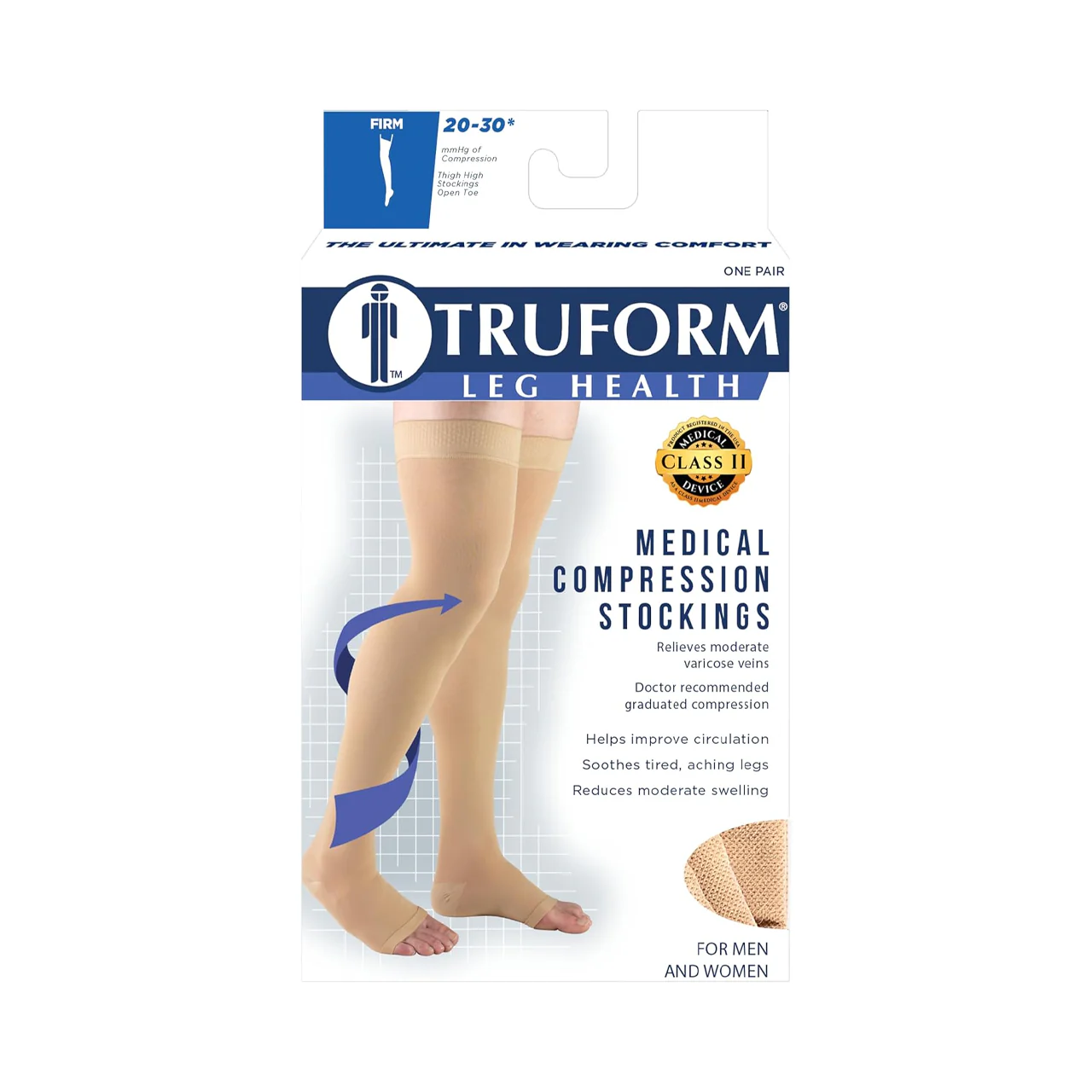 TRUFORM - Thigh High Stockings, Dot Top, Open-Toe | 20-30 mmHg - Image 5