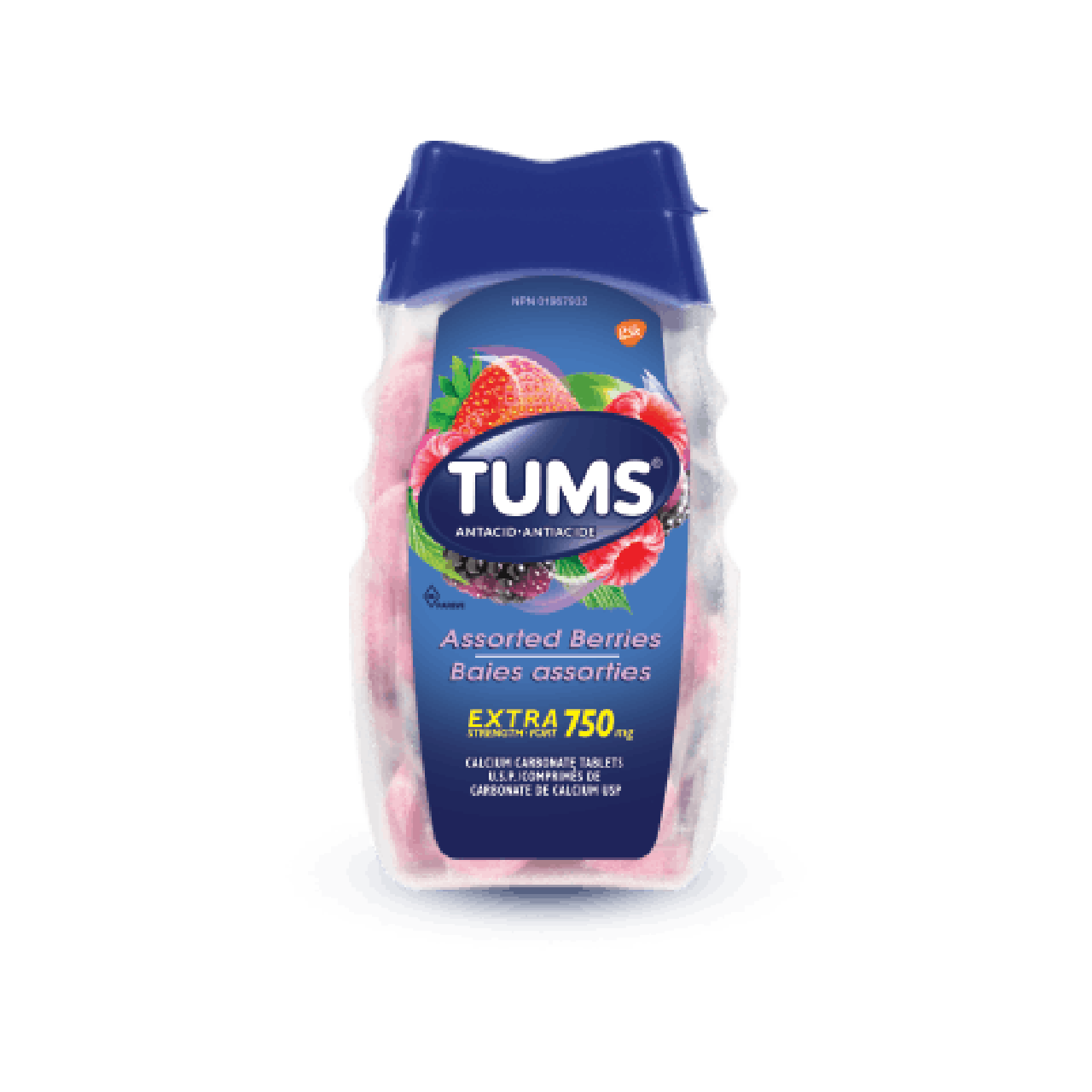 Tums - Extra Strength 750 mg Antacid Tablets - Assorted Berries Flavour | 100 Count