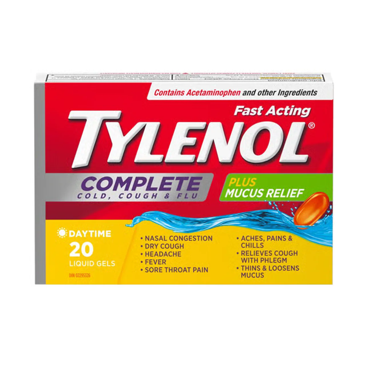 Tylenol - Complete Cold, Cough & Flu Plus Mucus Relief | 20 Daytime Liquid Gels