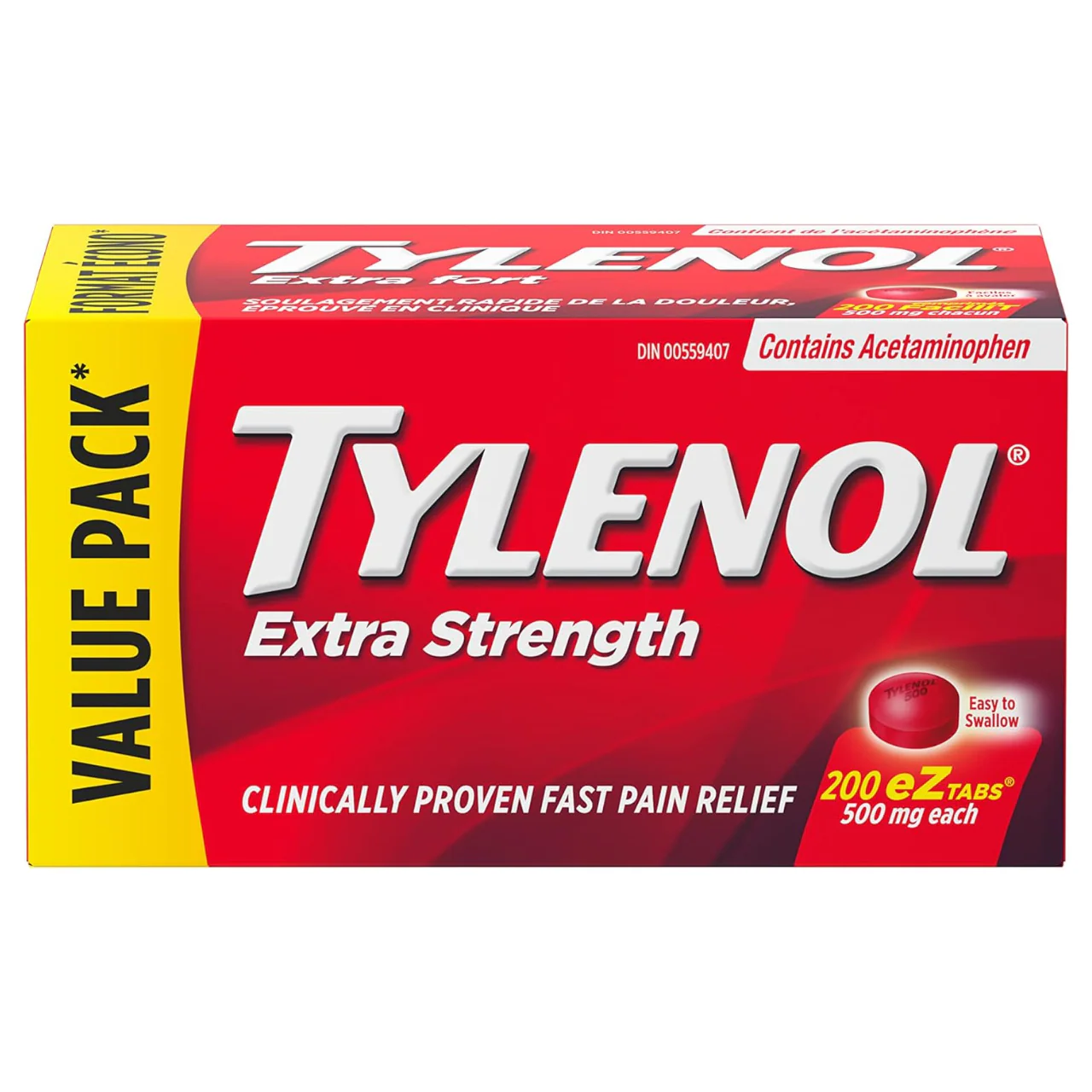 Tylenol - Acetaminophen Tablets Value Pack, Extra Strength | 500 mg X 200 eZ Tabs